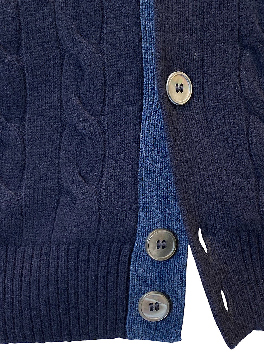 Barba Cardigan in Cashmere a Treccia blu - Guarino Store