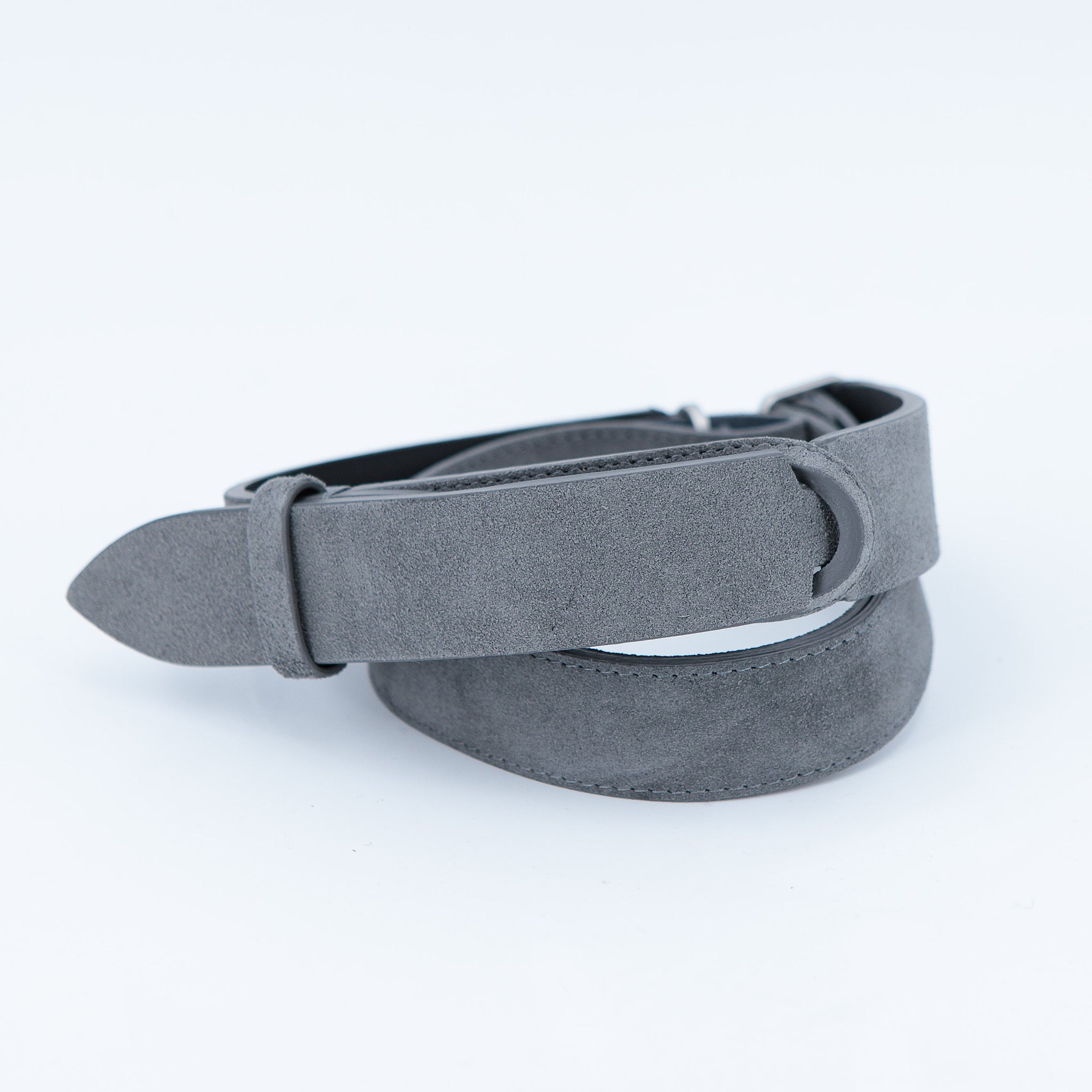 Cintura Nobuckle in suede grigia - Guarino Store