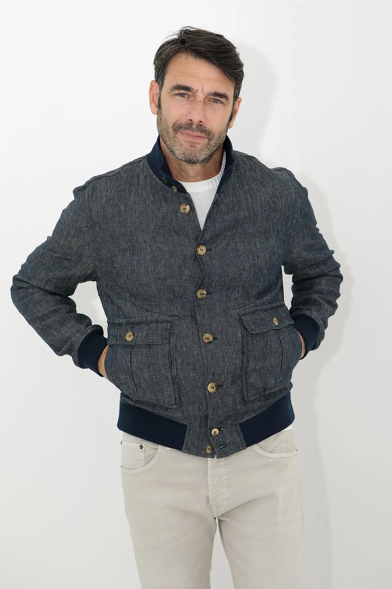 VALSTAR Giubbino Denim Lino Limited Edition Blu - Guarino Store