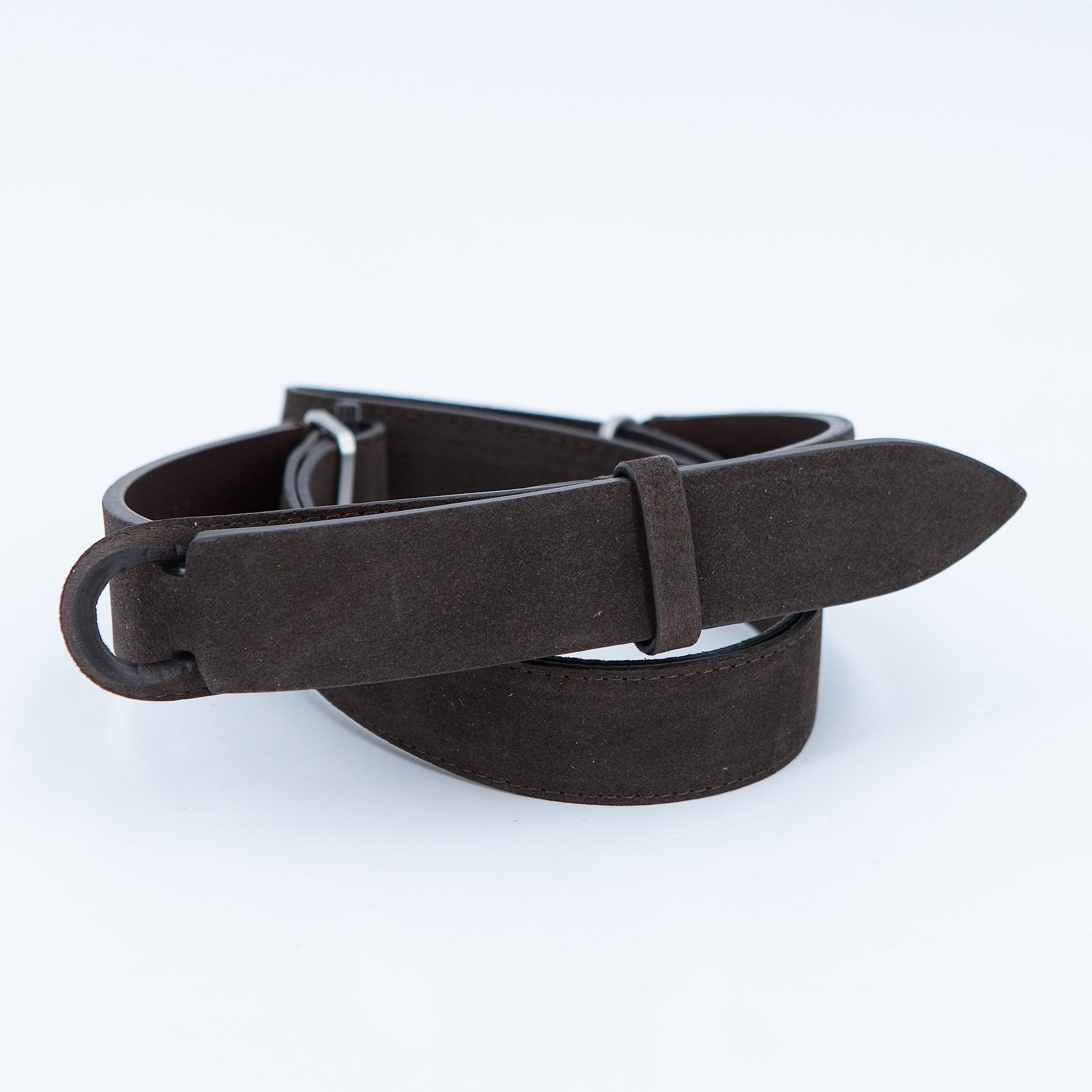 Cintura Nobuckle in suede testa di moro - Guarino Store