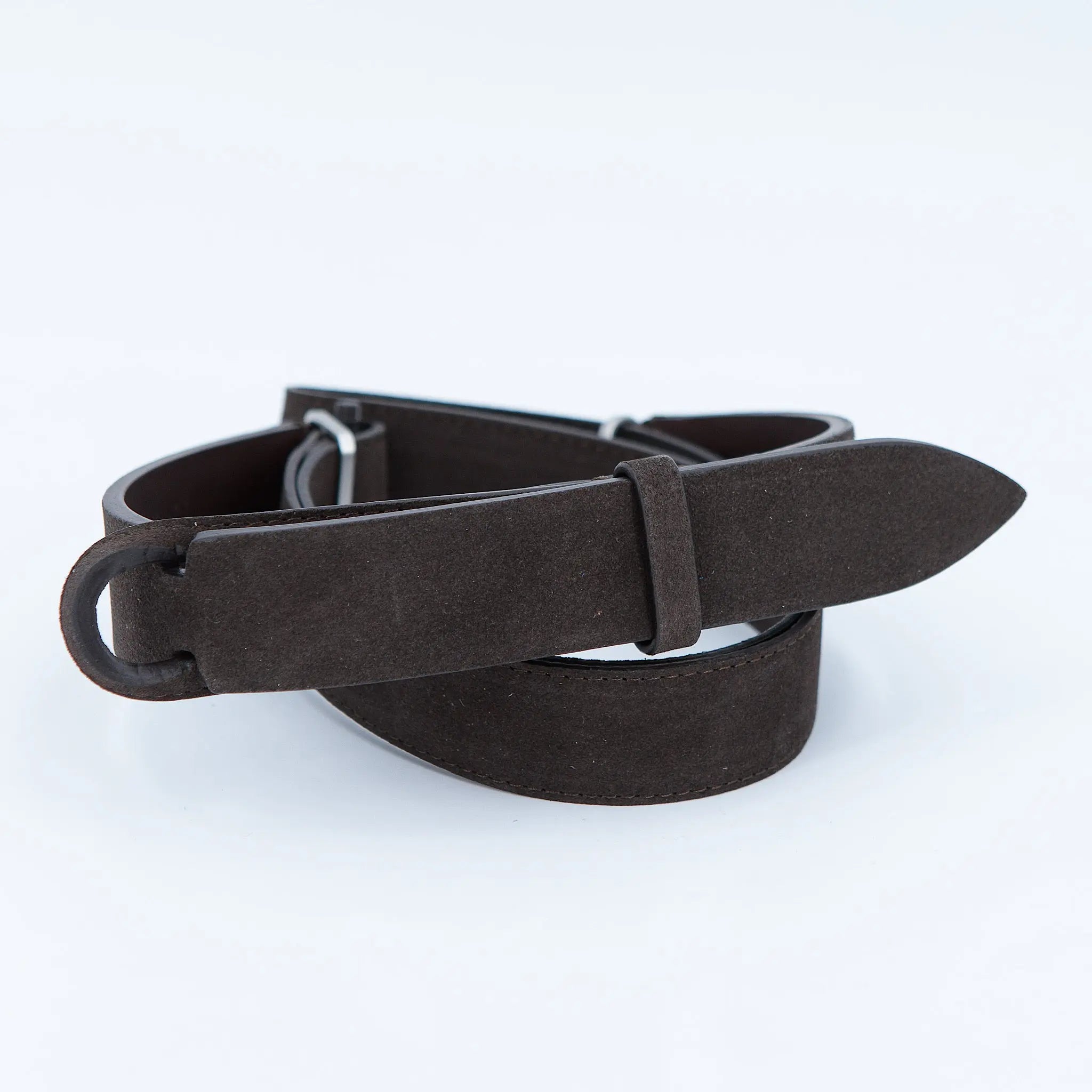 Cintura Nobuckle in suede testa di moro - Guarino Store