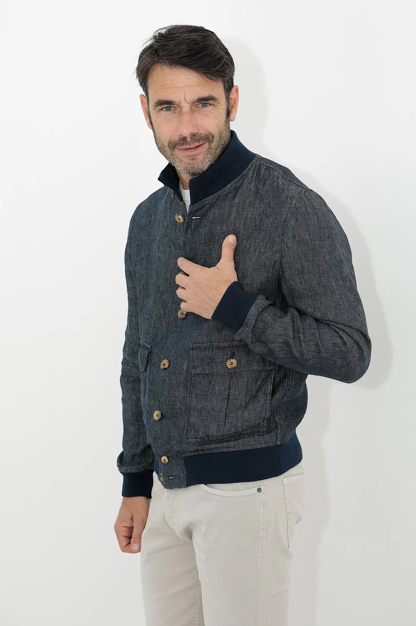 VALSTAR Giubbino Denim Lino Limited Edition Blu - Guarino Store