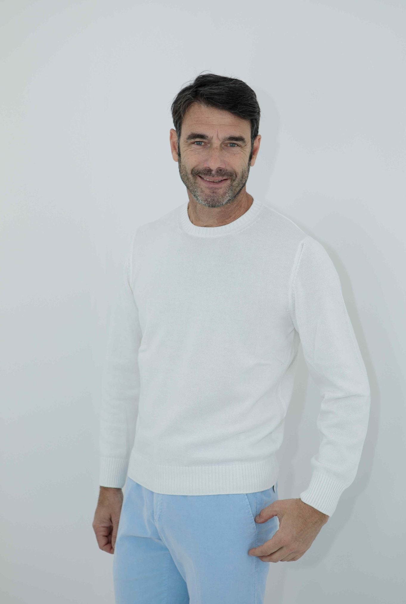 GUARINO Girocollo 2 Fili Cotone Bianco - Guarino Store