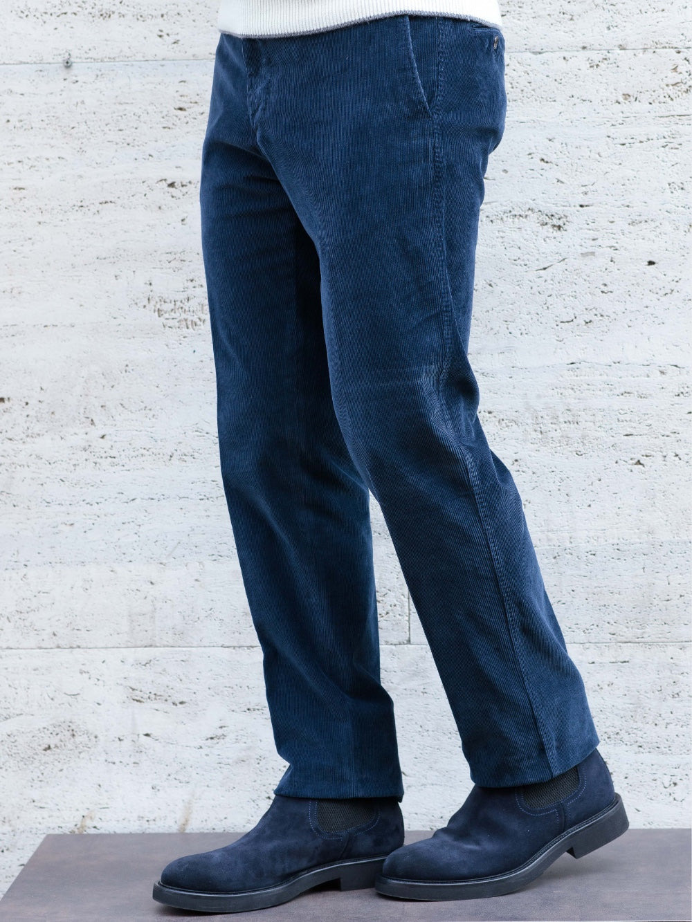 Pantalone Velluto Cotone e Cashmere Blu - Guarino Store