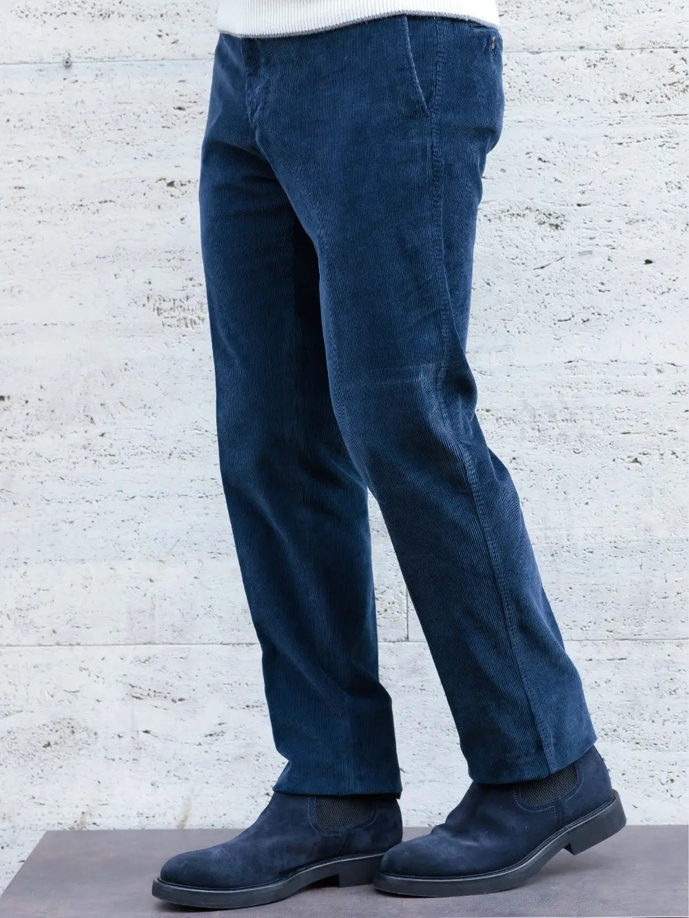 Pantalone Velluto Cotone e Cashmere Blu - Guarino Store