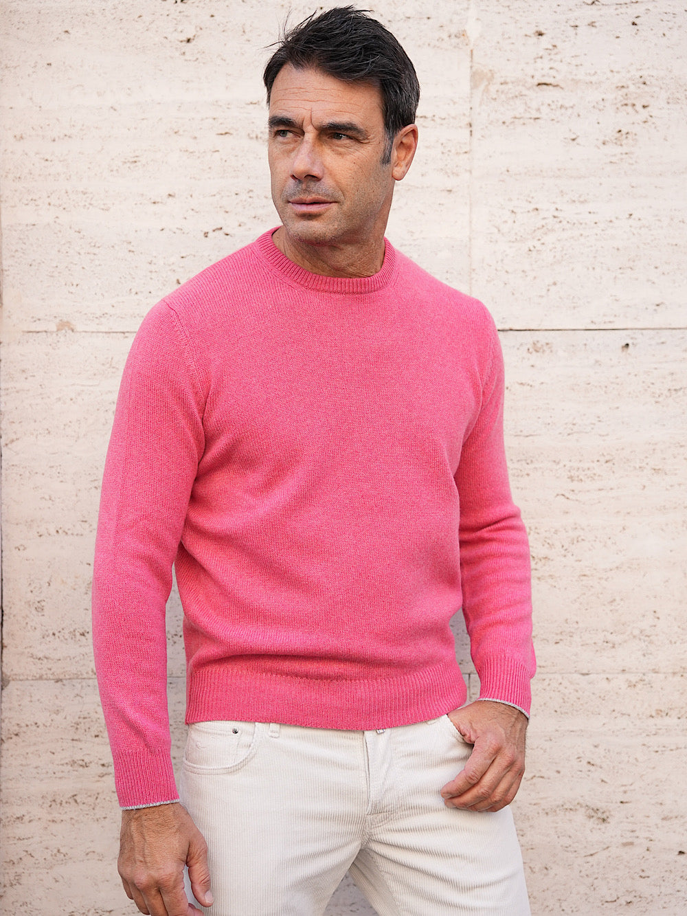 Girocollo cashmere tessuto Loro Piana rosso - Guarino Store