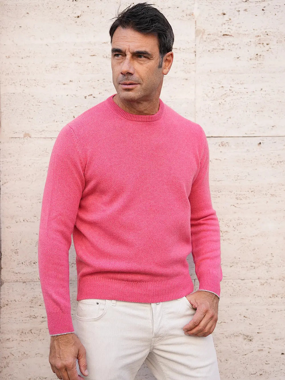 Girocollo cashmere tessuto Loro Piana rosso - Guarino Store