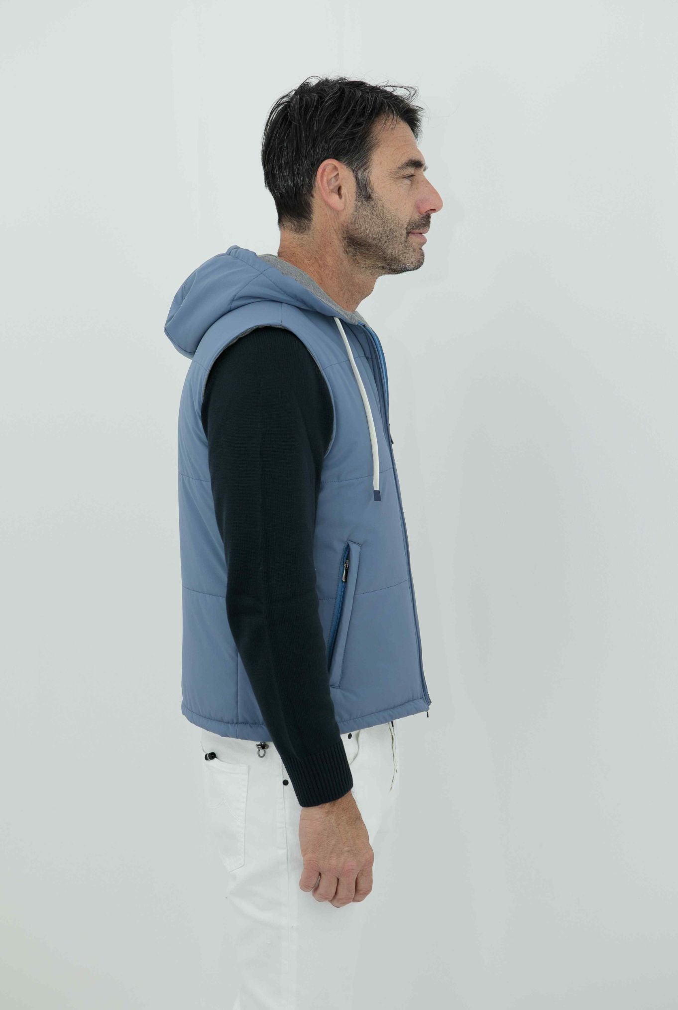 GUARINO Gilet con Cappuccio Azzurro - Guarino Store