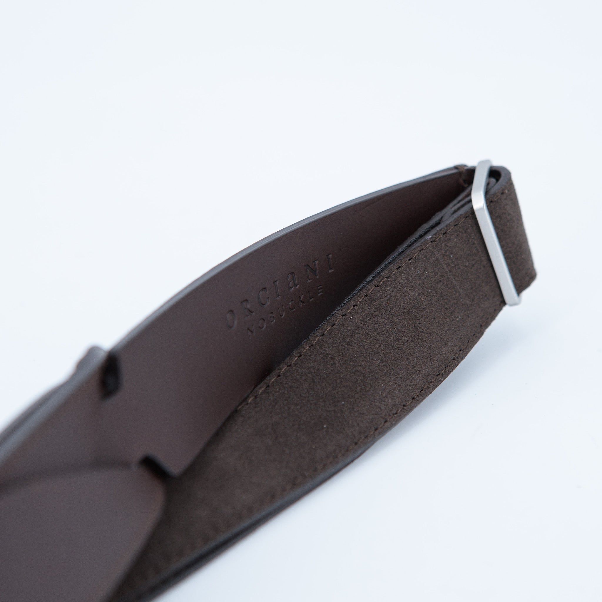 Cintura Nobuckle in suede testa di moro - Guarino Store