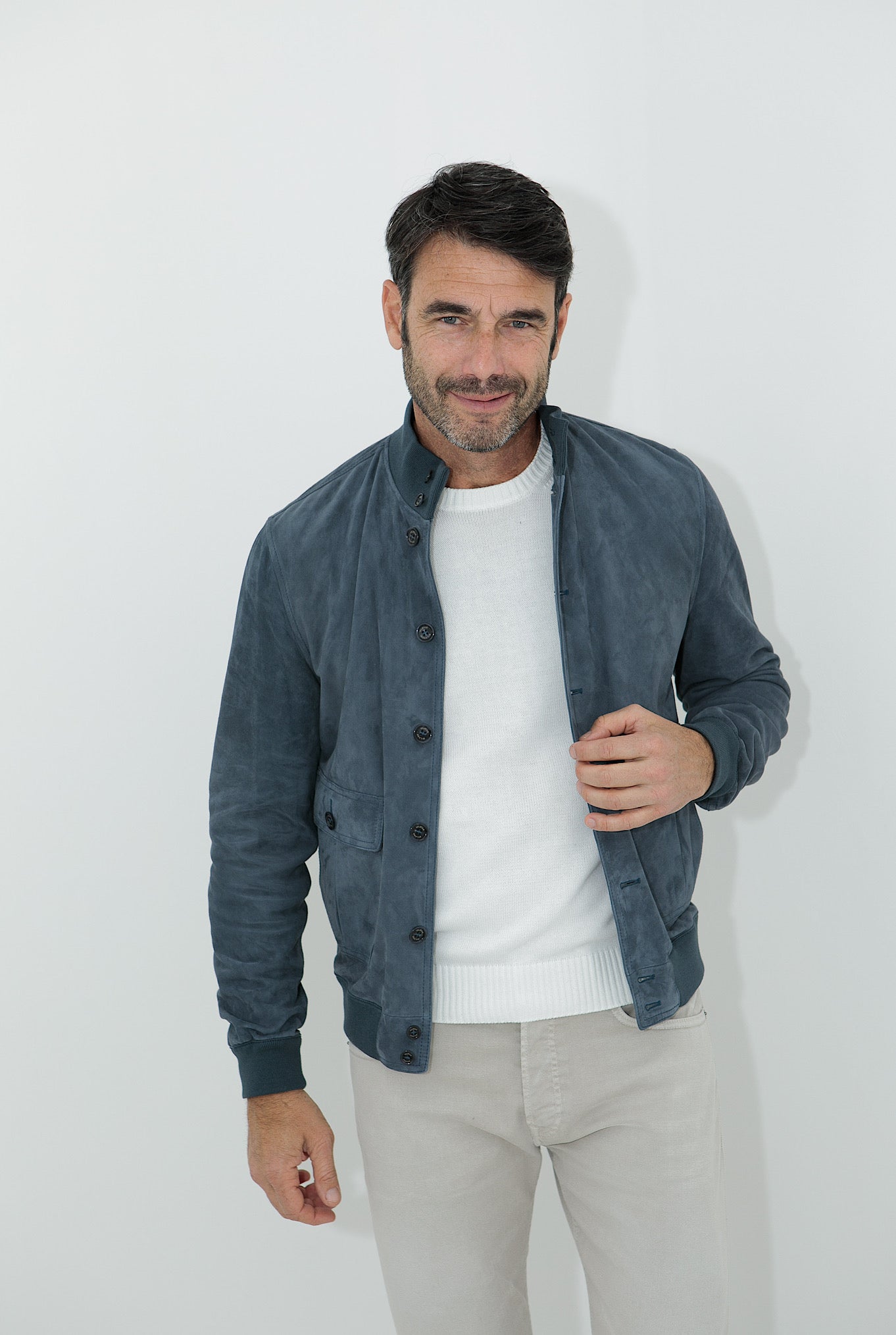 VALSTAR Giubbino in Suede Sfoderato Blu Marino - Guarino Store