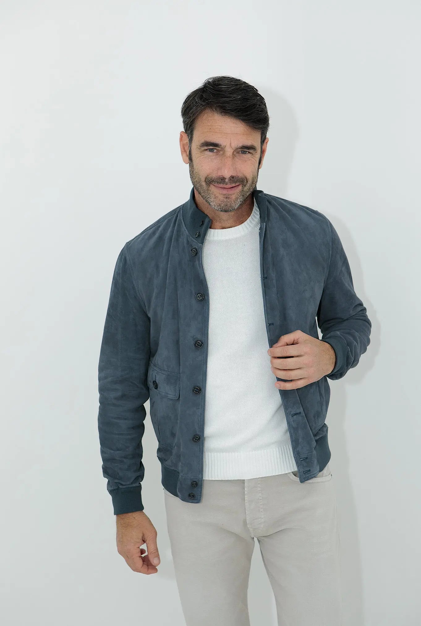 VALSTAR Giubbino in Suede Sfoderato Blu Marino - Guarino Store