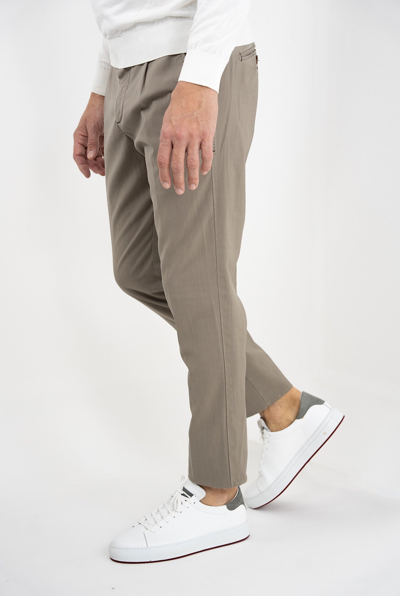 Myths Pantalone Fresco Lana con Pinces Beige - Guarino Store