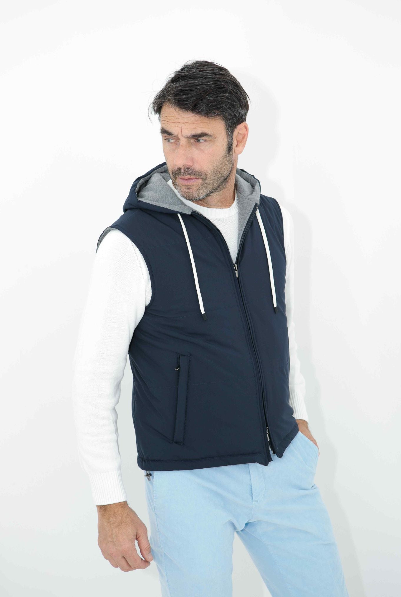 GUARINO Gilet con Cappuccio Blu - Guarino Store