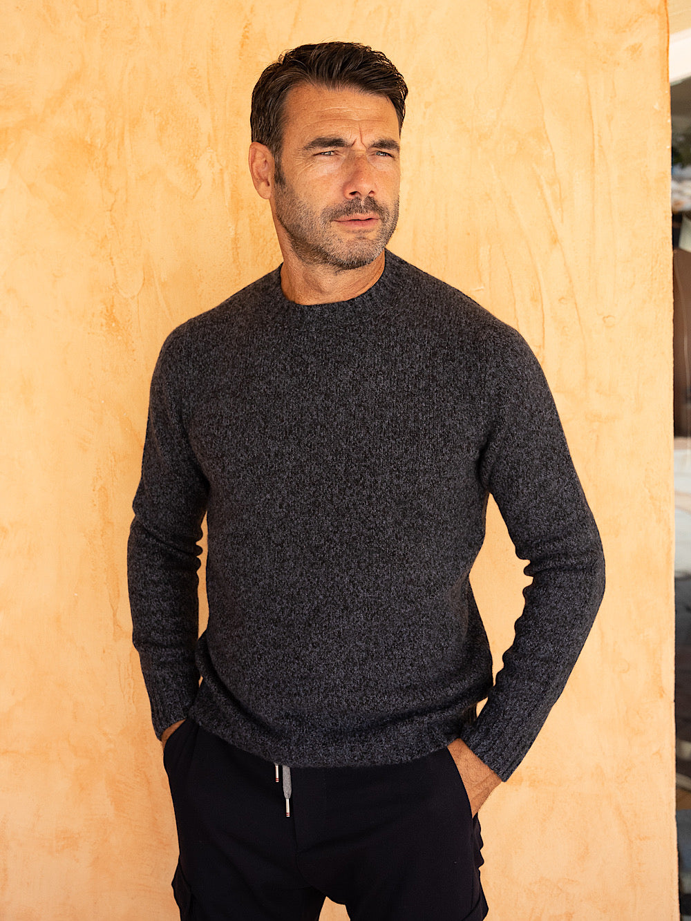 Settefili Cashmere Girocollo cashmere e seta blu mèlange - Guarino Store