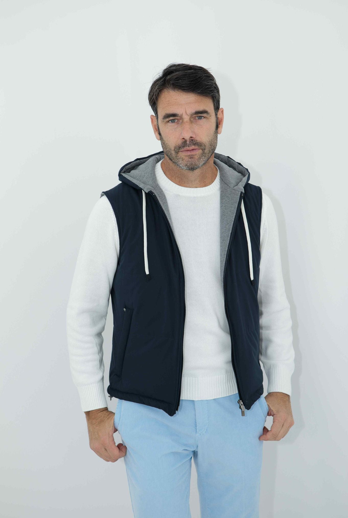 GUARINO Gilet con Cappuccio Blu - Guarino Store