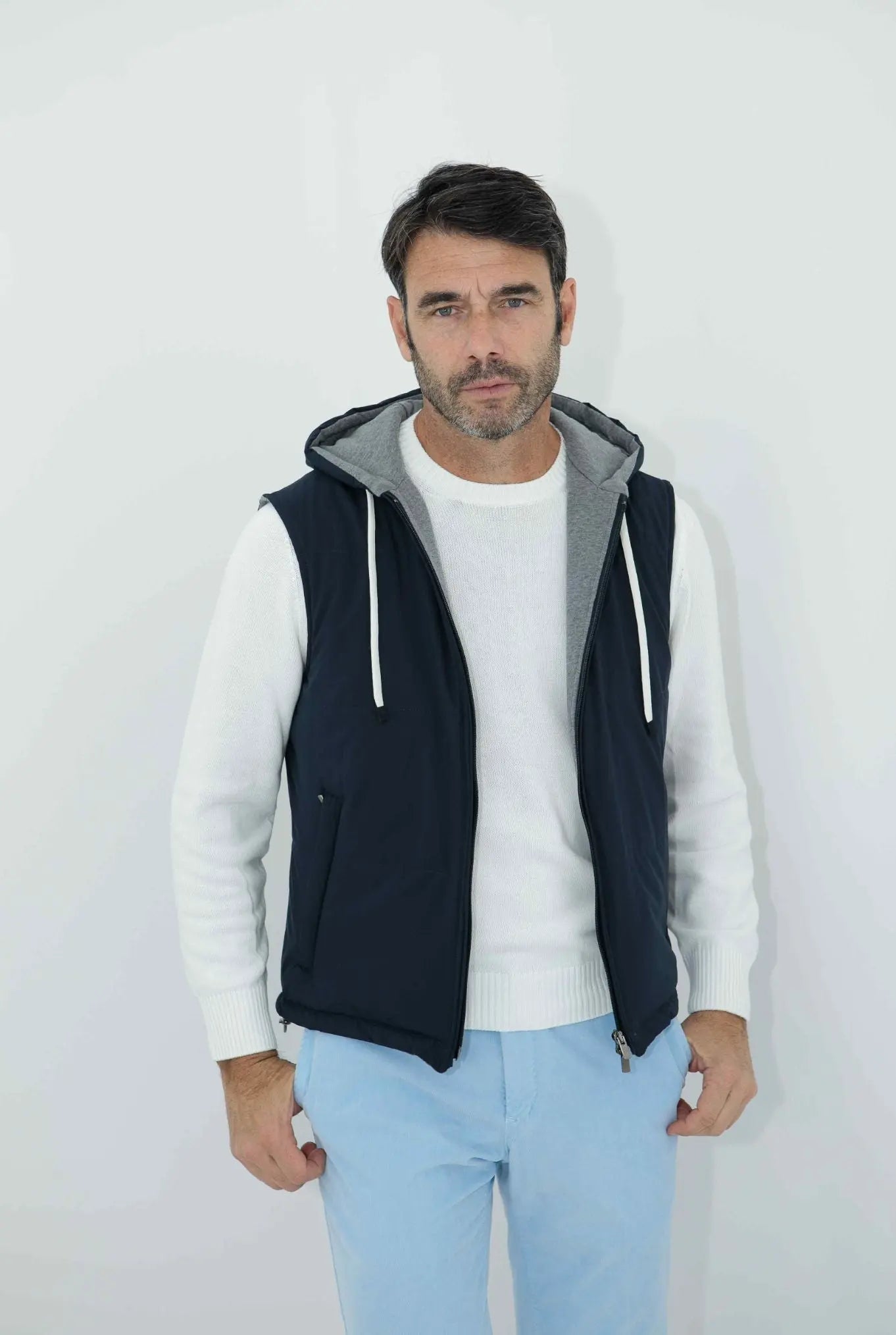 GUARINO Gilet con Cappuccio Blu - Guarino Store