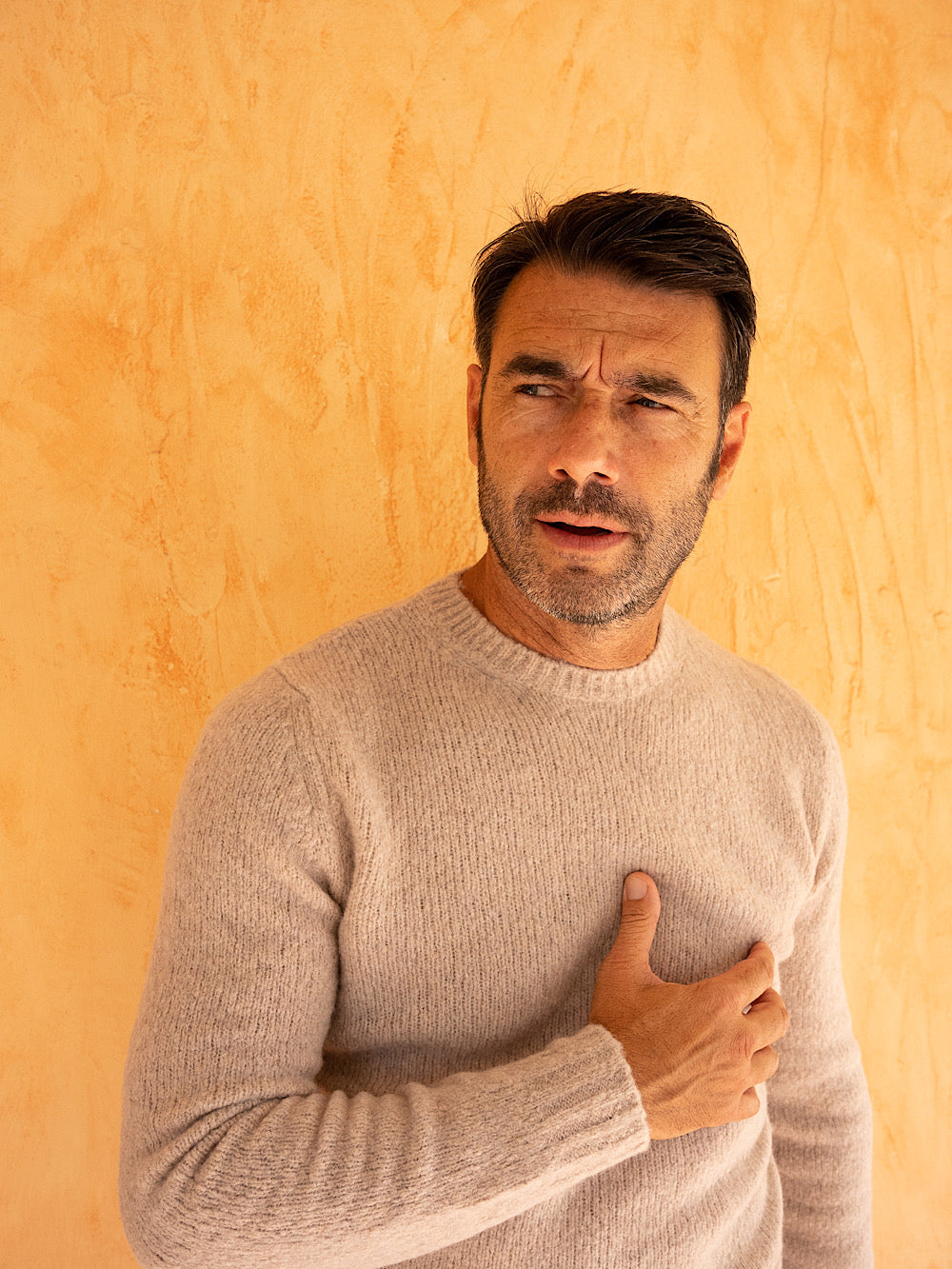 Girocollo mod. Argentina in Eco Cashmere e Lana col.Sabbia - Guarino Store