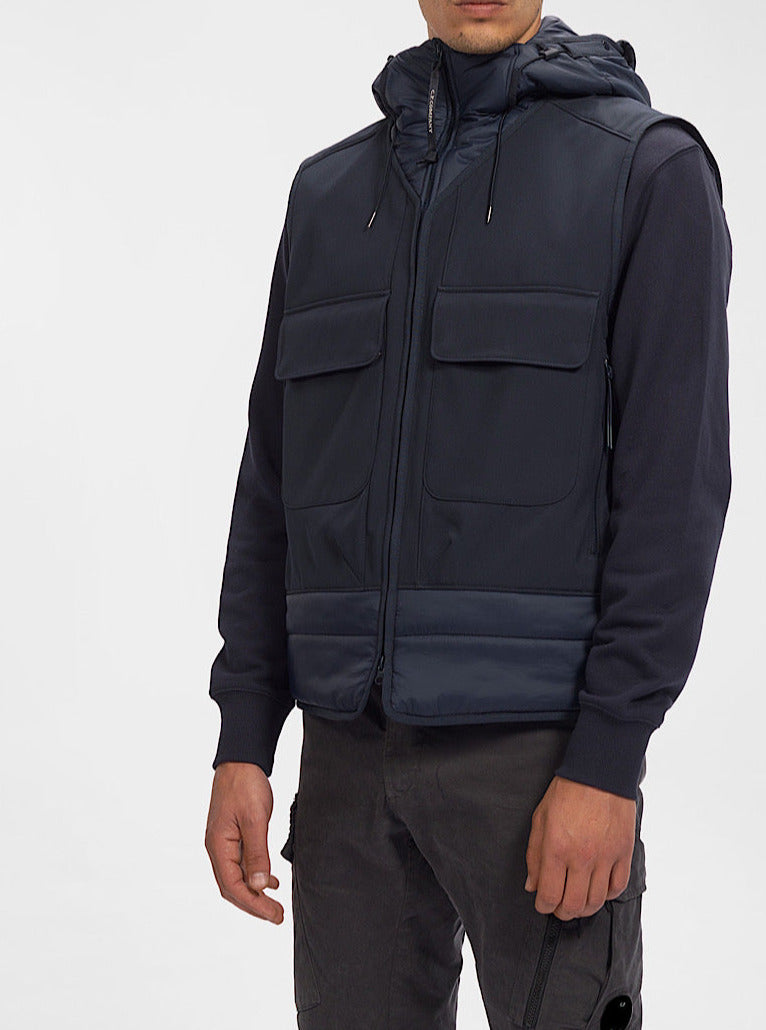 Gilet imbottito con cappuccio blu navy - Guarino Store