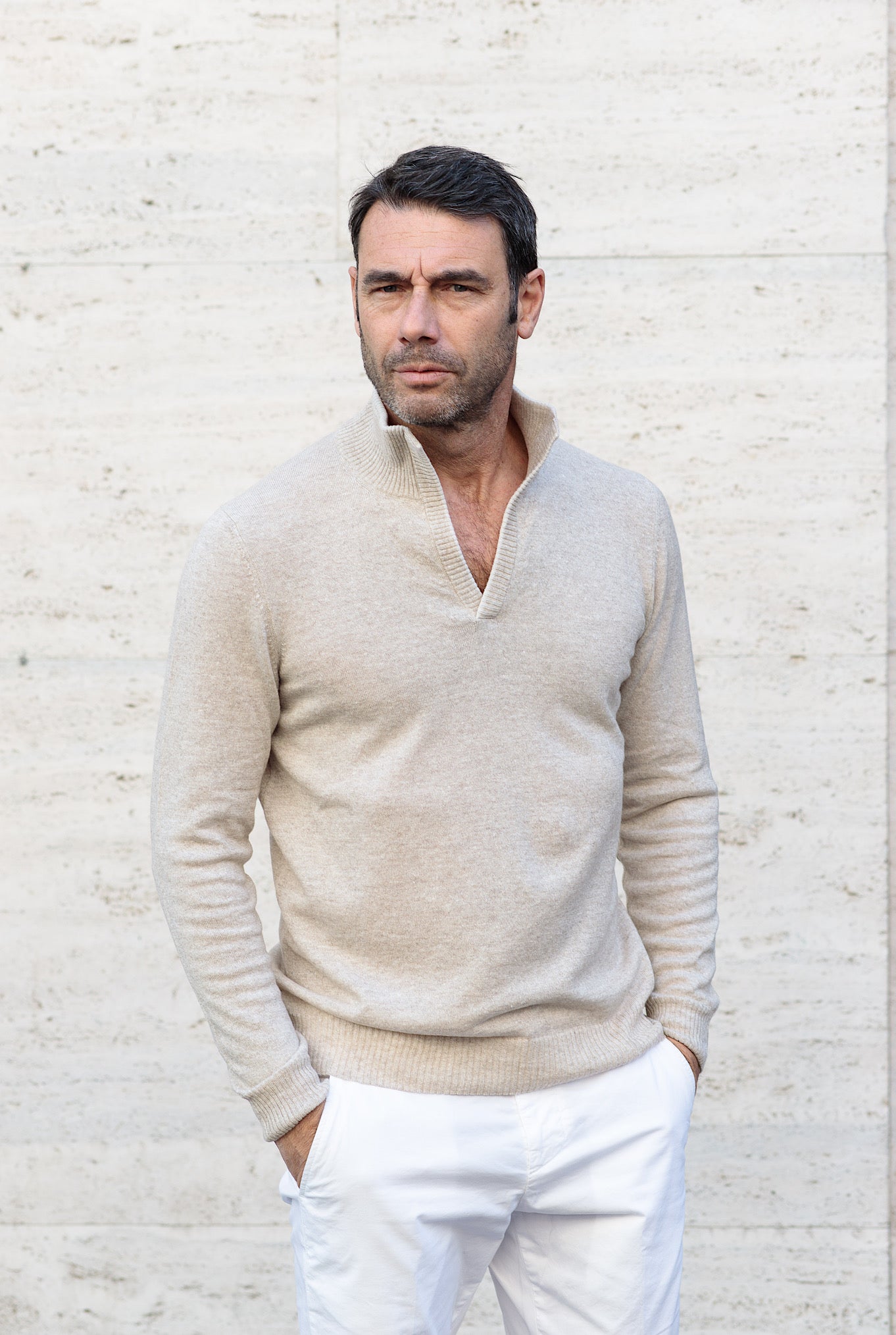 SETTEFILI CASHMERE Maglia Cashmere e Lino Beige Mélange - Guarino Store