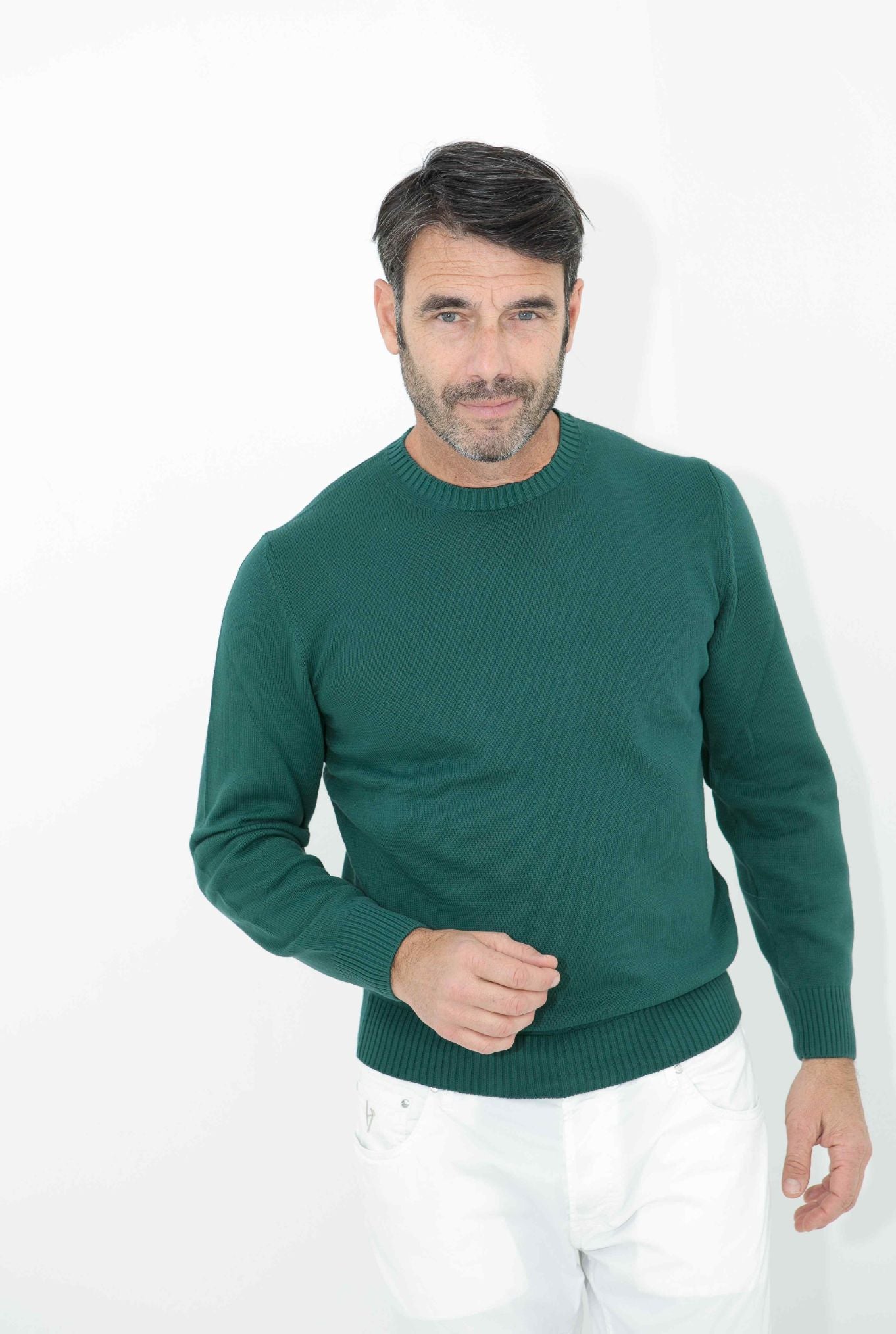 GUARINO Girocollo 2 Fili Cotone Verde - Guarino Store