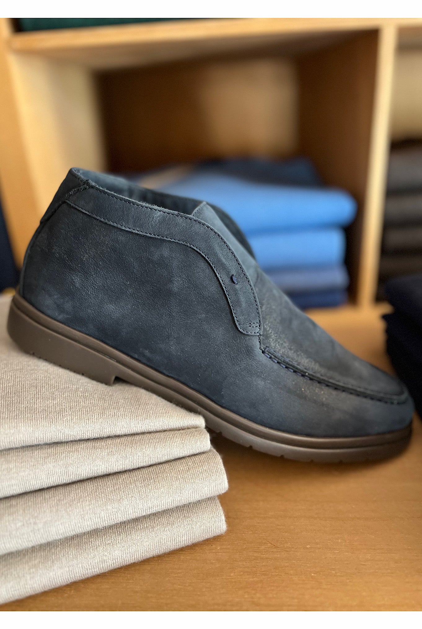 Polacchina Slip On Nabuk blu - Guarino Store