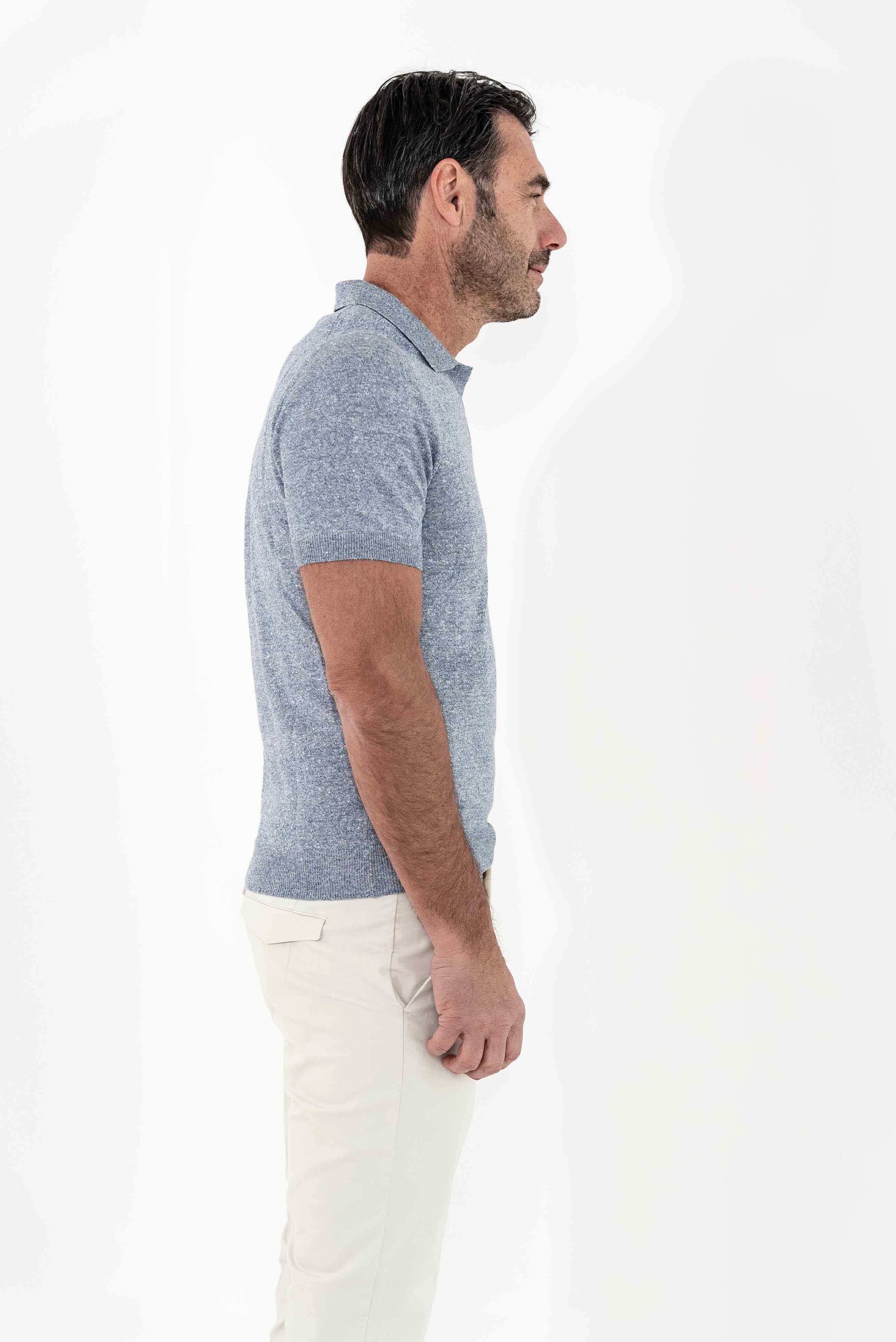 BARBA Polo Manica Corta Azzurro Mélange - Guarino Store