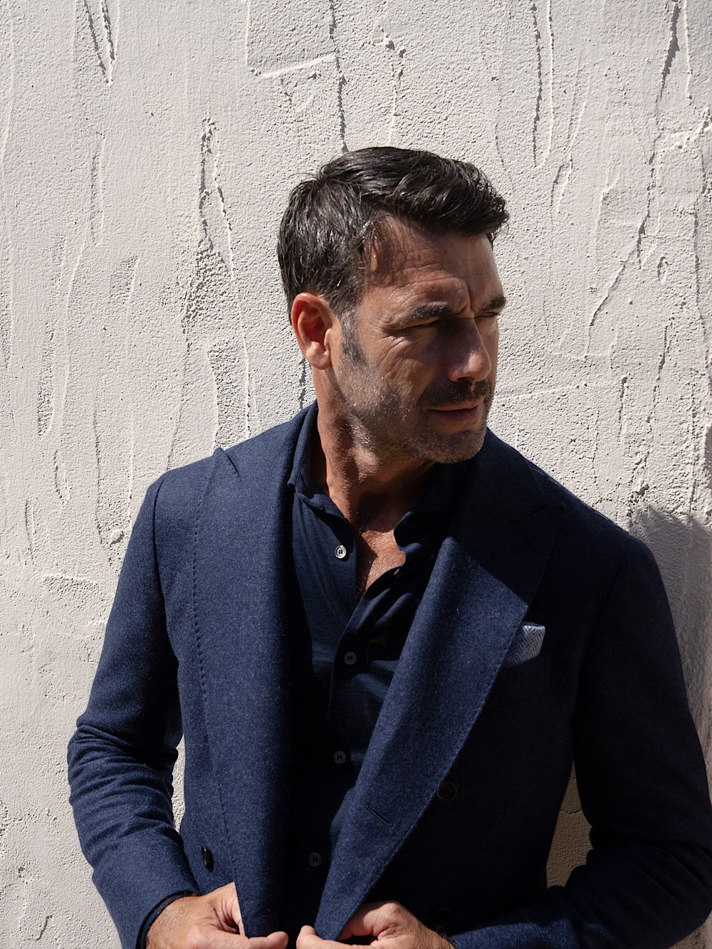 Stile Latino Abito Doppio Petto a Lancia Cashmere blu - Guarino Store