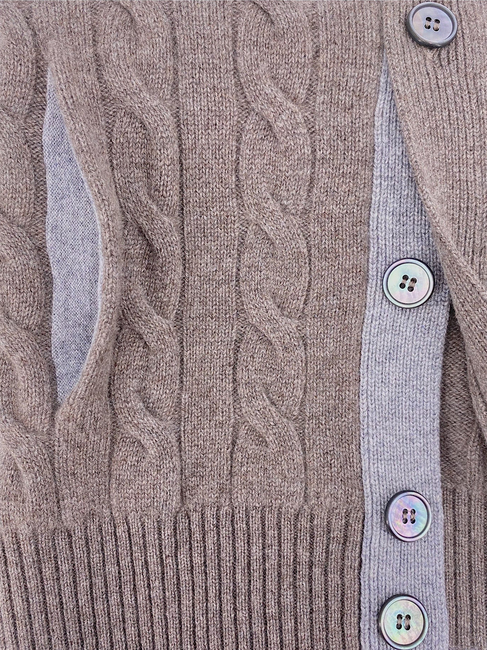 Barba Cardigan in Cashmere a Treccia tortora - Guarino Store