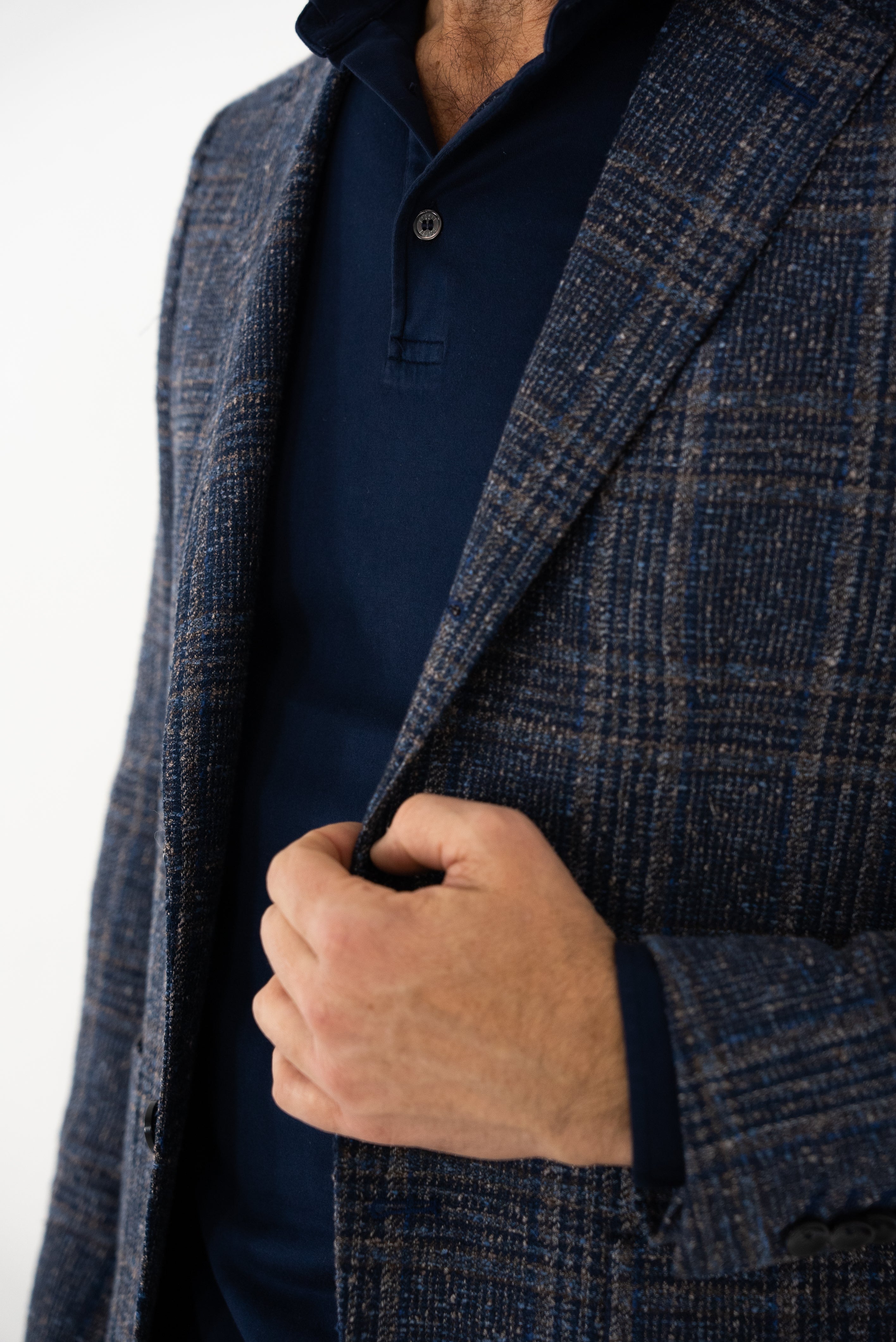 Guarino Giacca Galles in Lino Blu e Marrone - Guarino Store