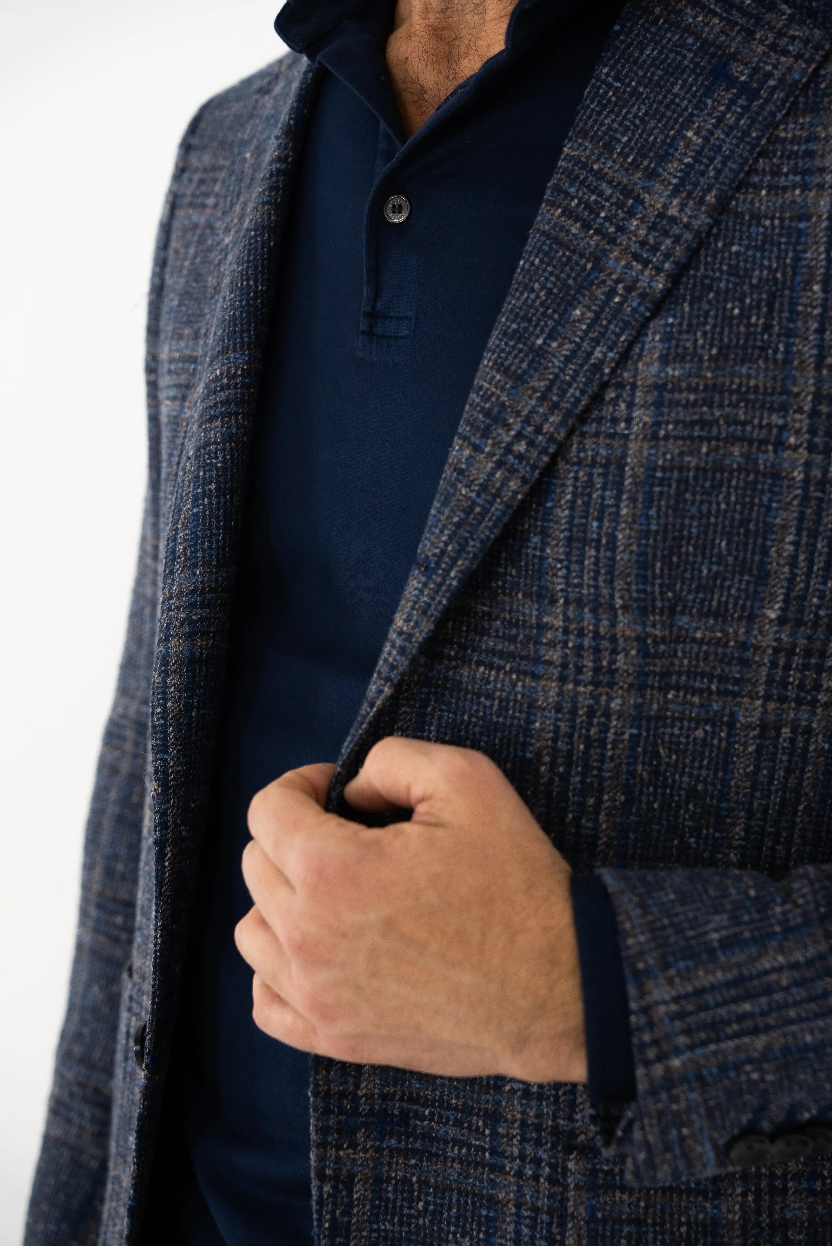 Guarino Giacca Galles in Lino Blu e Marrone - Guarino Store