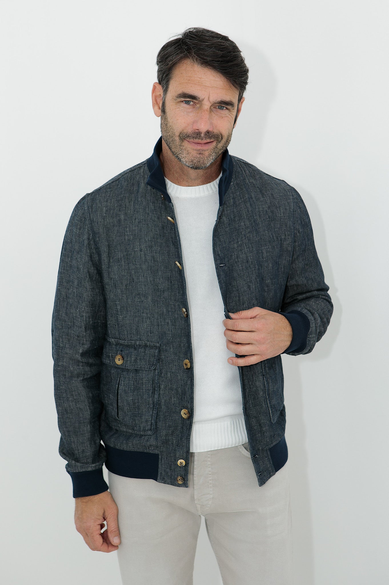 VALSTAR Giubbino Denim Lino Limited Edition Blu - Guarino Store