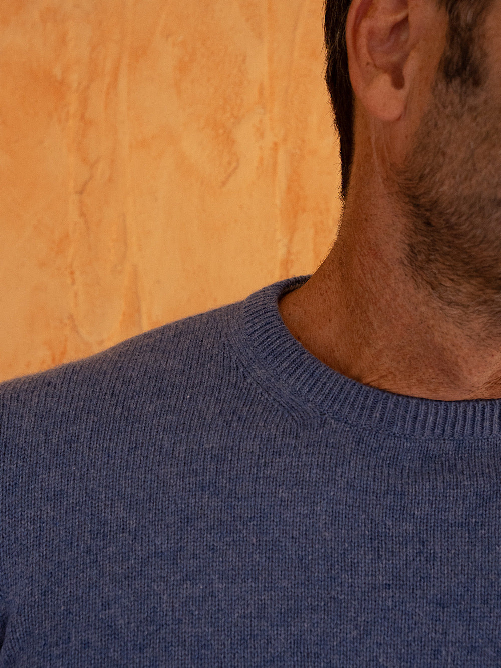 Girocollo cashmere tessuto Loro Piana blu avio - Guarino Store