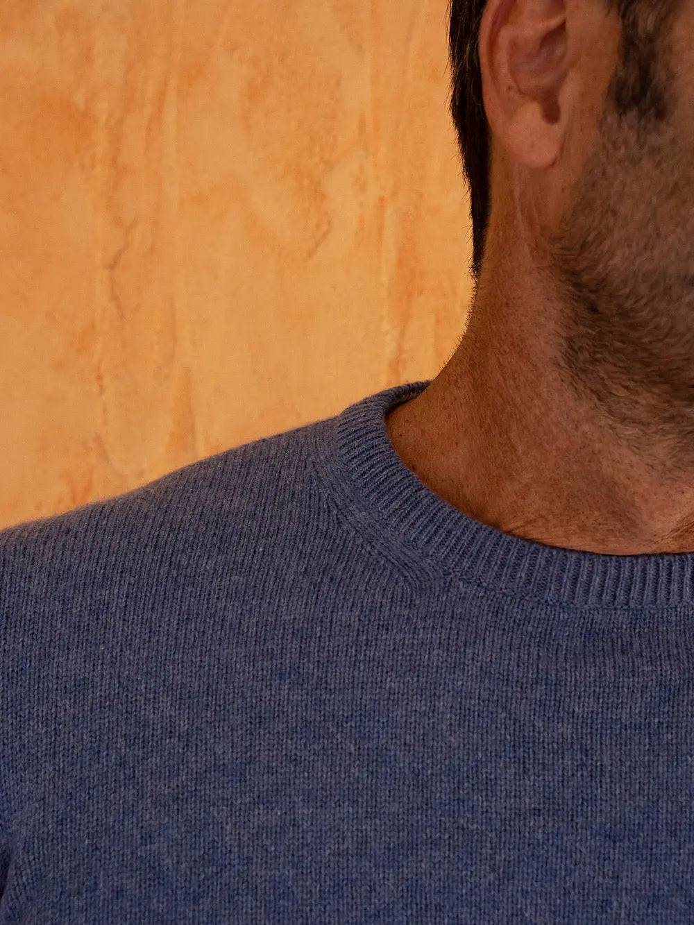 Girocollo cashmere tessuto Loro Piana blu avio - Guarino Store