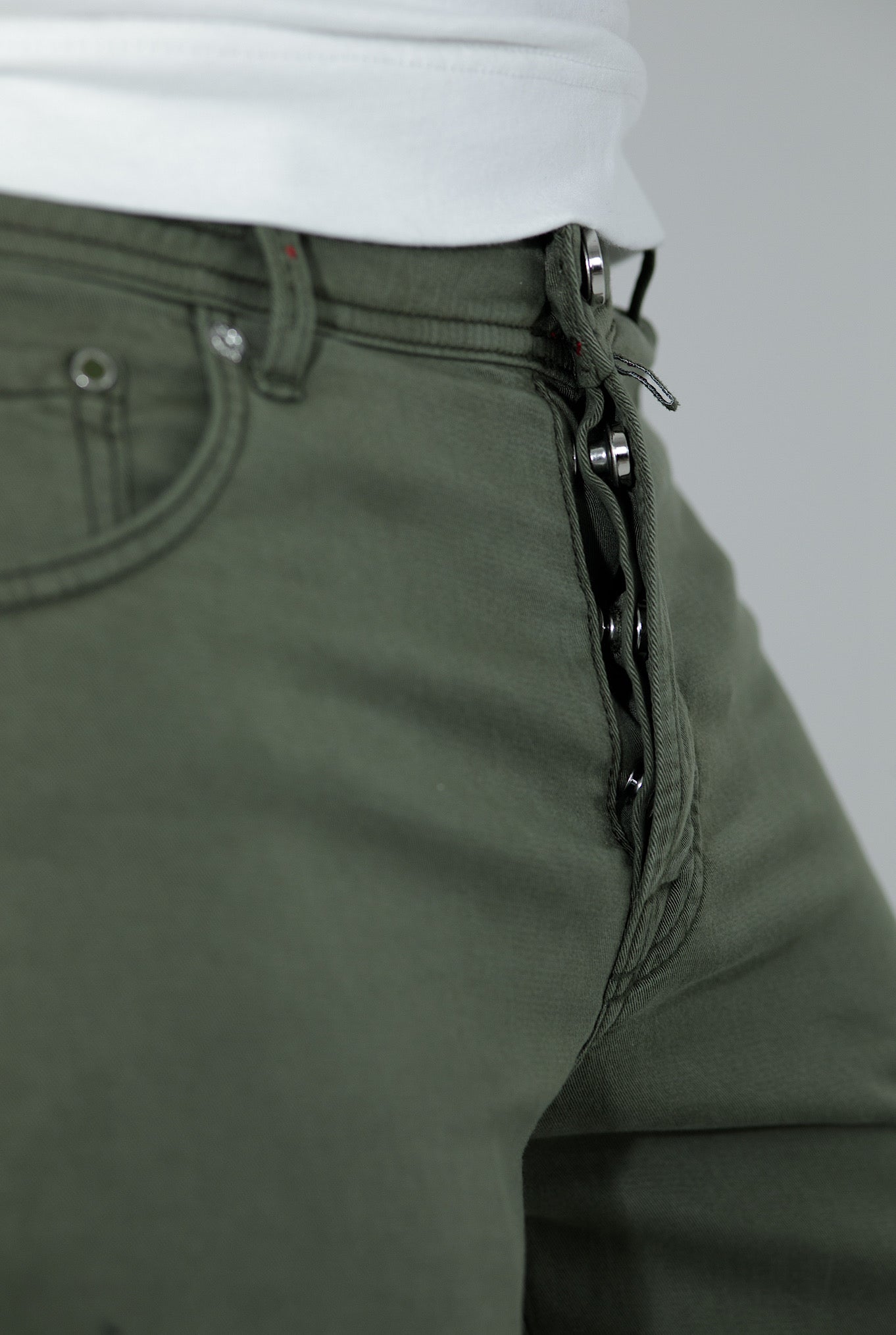 KITON Pantaloni 5 Tasche Verde Militare - Guarino Store