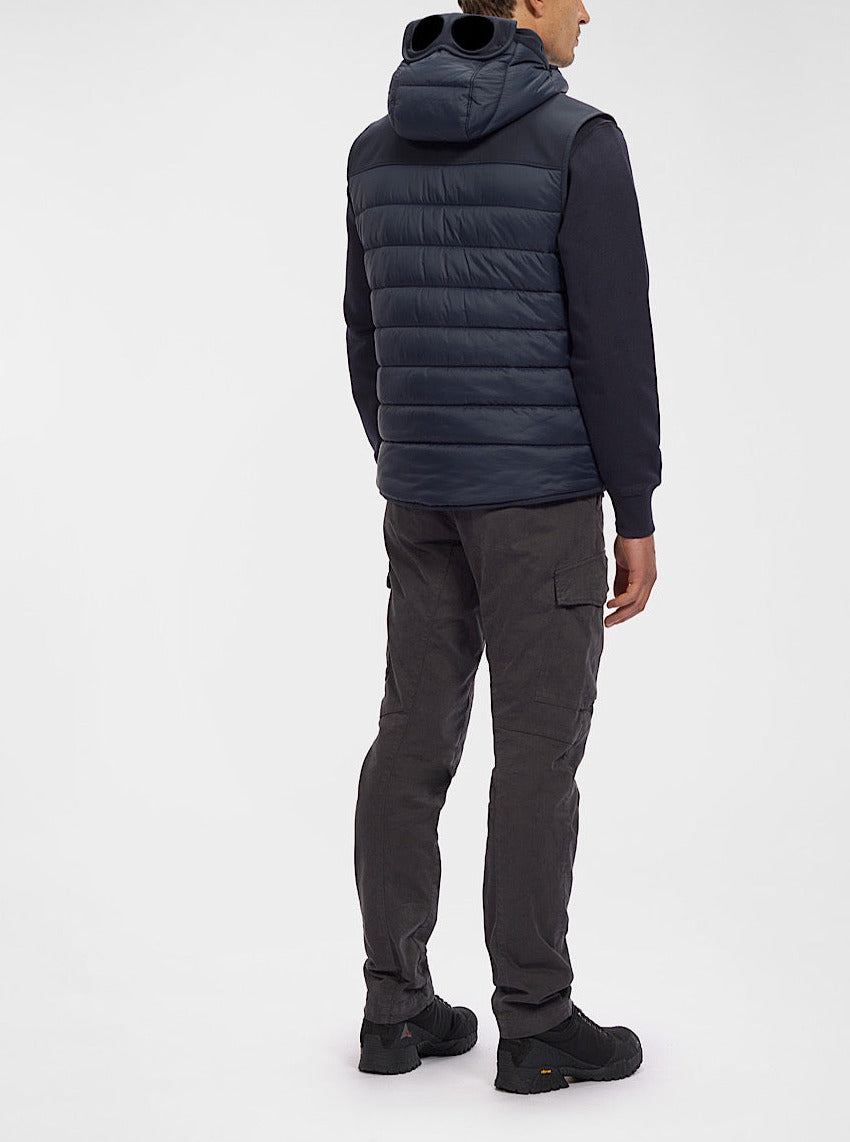 Gilet imbottito con cappuccio blu navy - Guarino Store