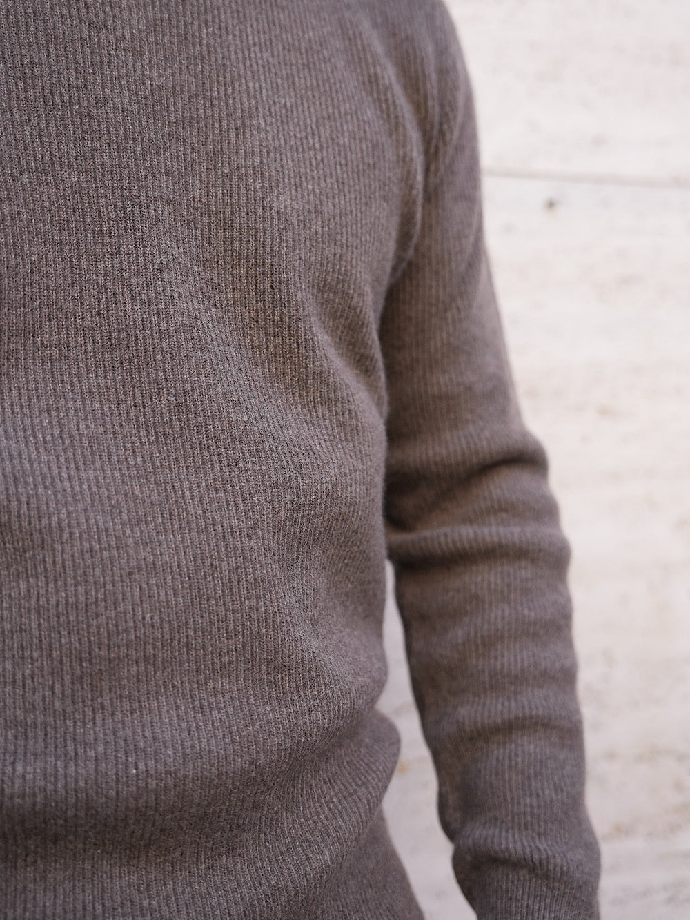 Girocollo Cashmere a Costa Inglese tortora - Guarino Store