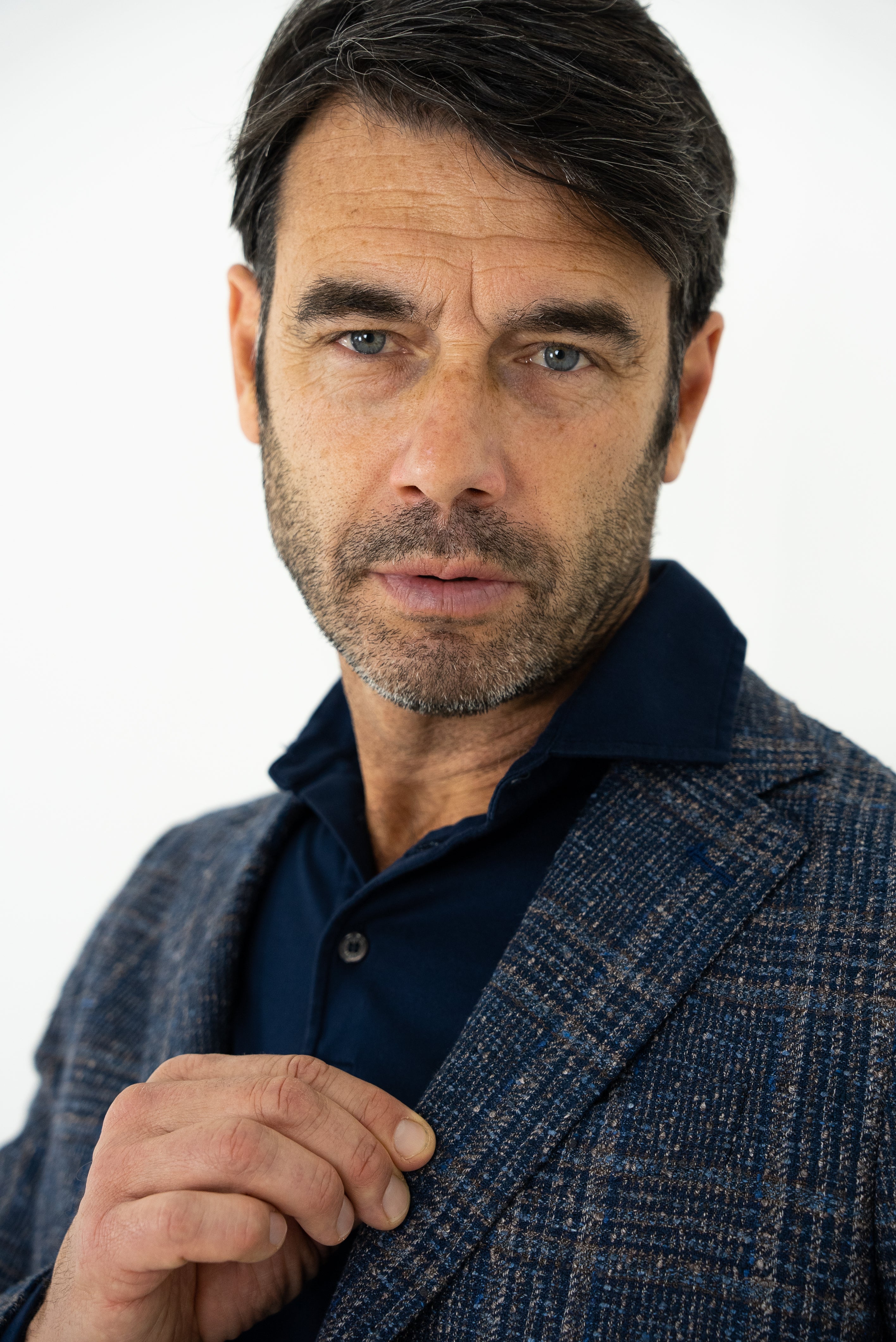 Guarino Giacca Galles in Lino Blu e Marrone - Guarino Store