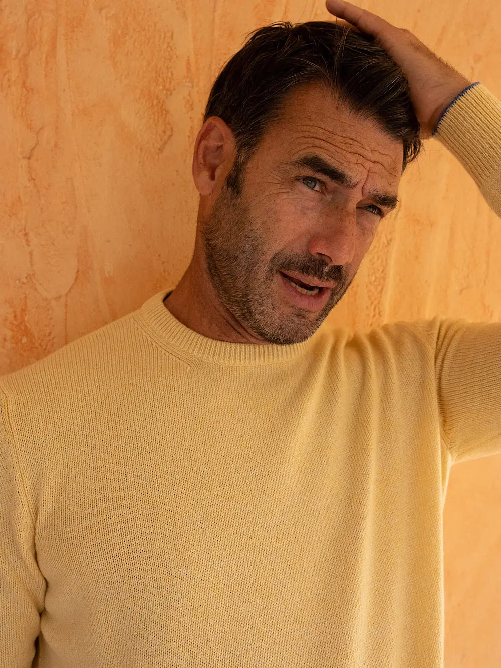 Girocollo cashmere tessuto Loro Piana giallo - Guarino Store
