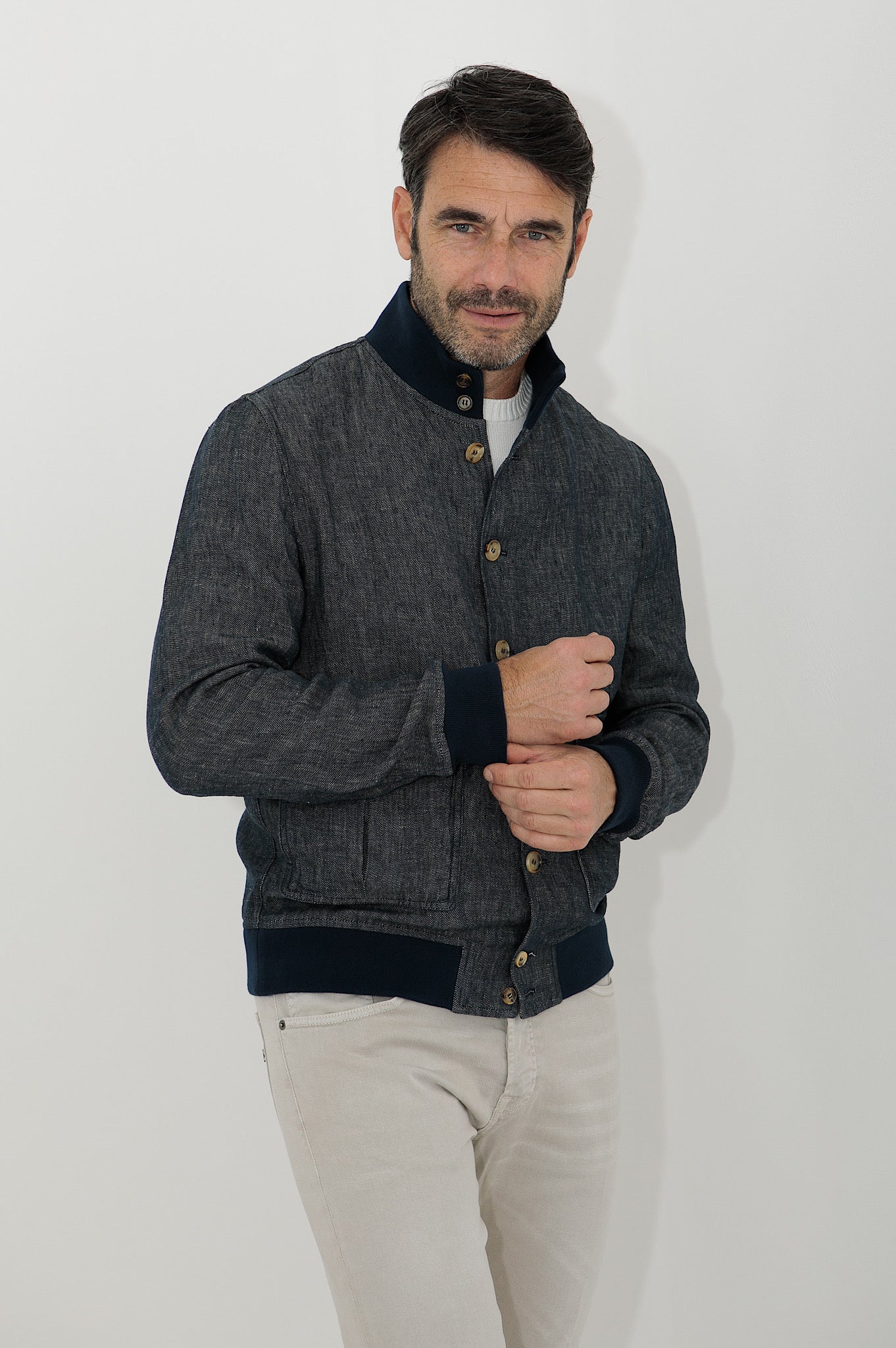 VALSTAR Giubbino Denim Lino Limited Edition Blu - Guarino Store