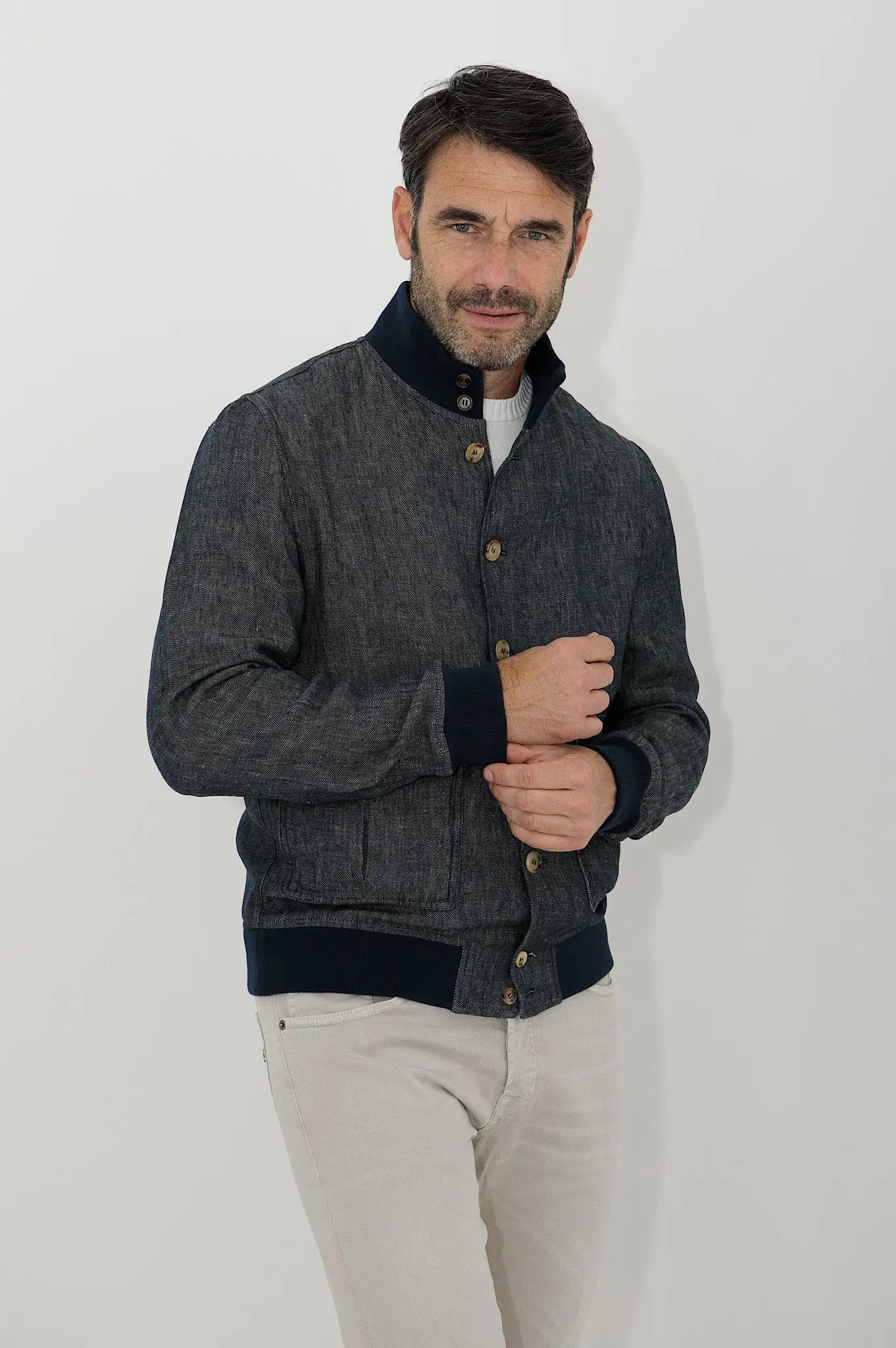 VALSTAR Giubbino Denim Lino Limited Edition Blu - Guarino Store