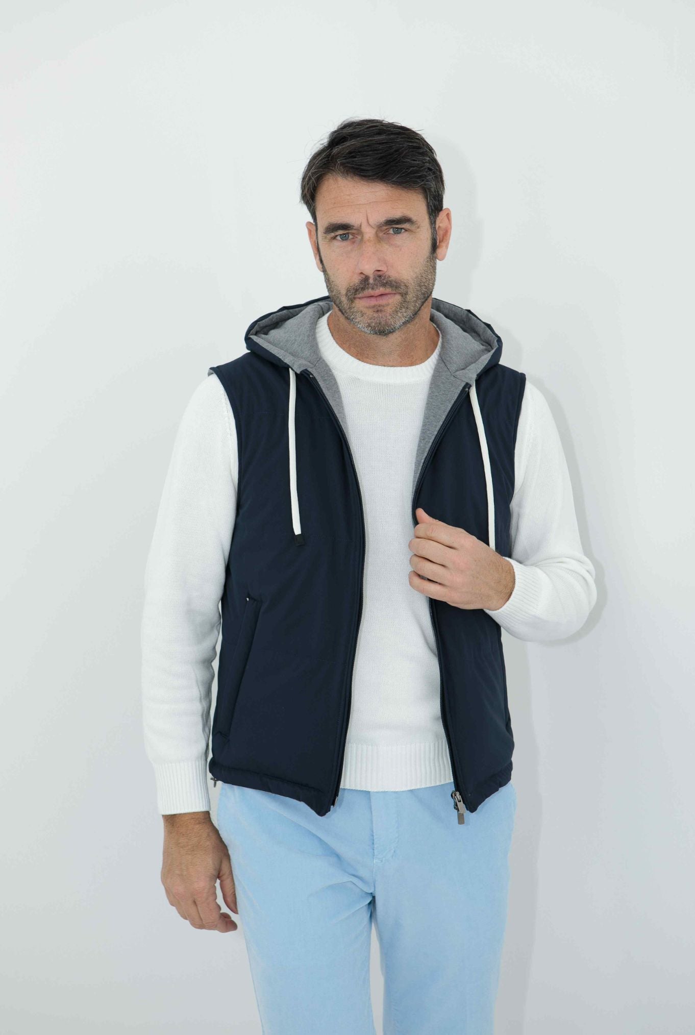 GUARINO Gilet con Cappuccio Blu - Guarino Store