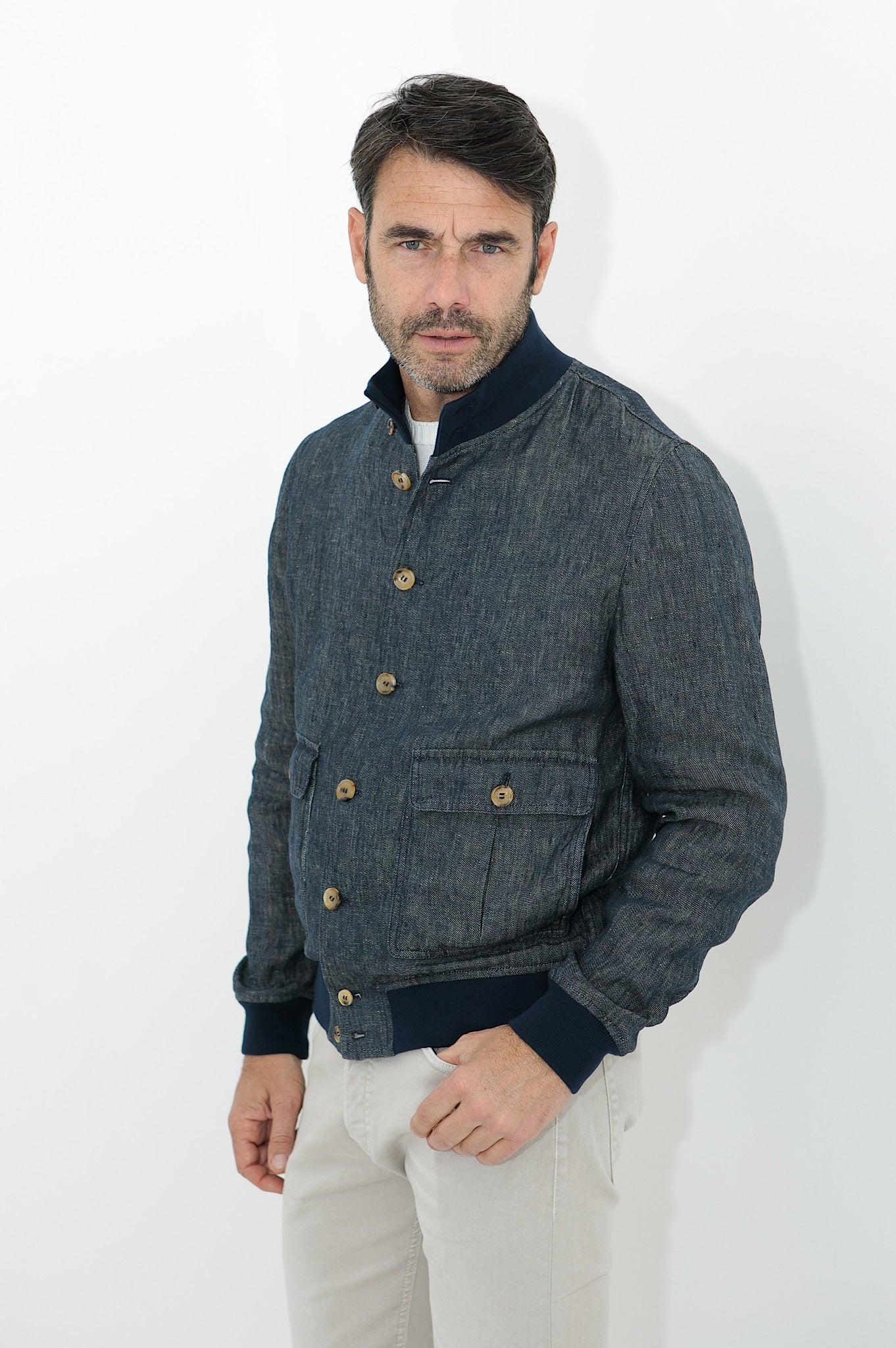 VALSTAR Giubbino Denim Lino Limited Edition Blu - Guarino Store