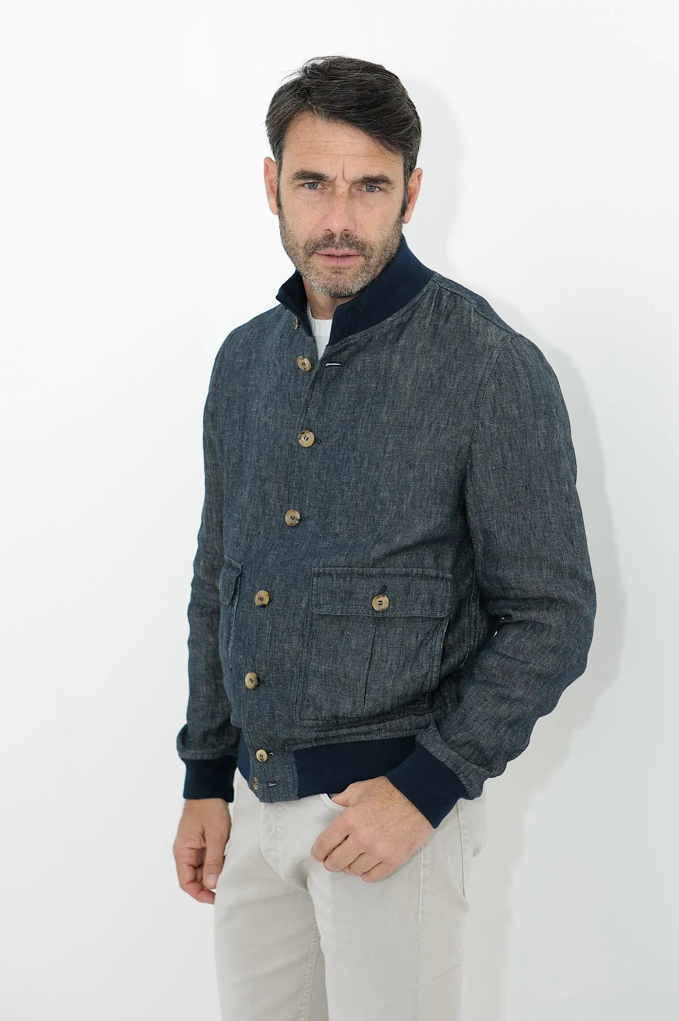 VALSTAR Giubbino Denim Lino Limited Edition Blu - Guarino Store