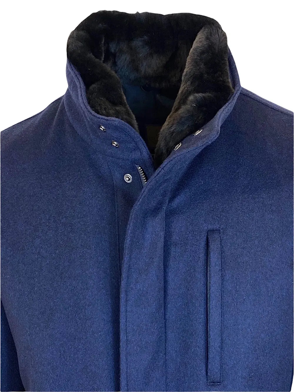 Guarino Giaccone in cashmere e castorino blu - Guarino Store