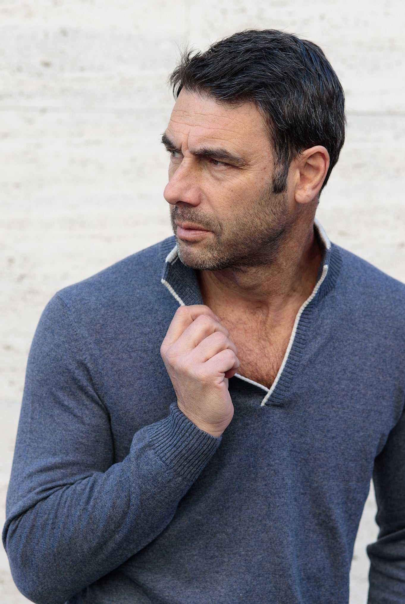 SETTEFILI CASHMERE Maglia Caswhmere e Lino Blu Mélange - Guarino Store