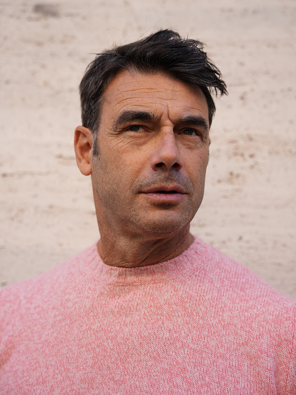 Girocollo Lana Cashmere rosa mélange - Guarino Store