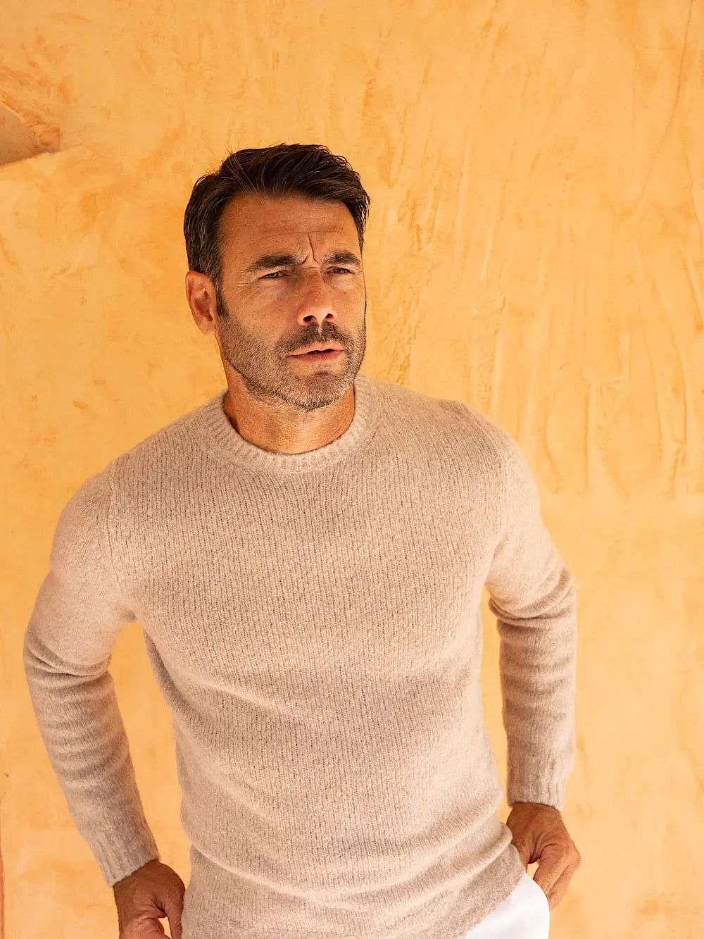 Girocollo mod. Argentina in Eco Cashmere e Lana col.Sabbia - Guarino Store
