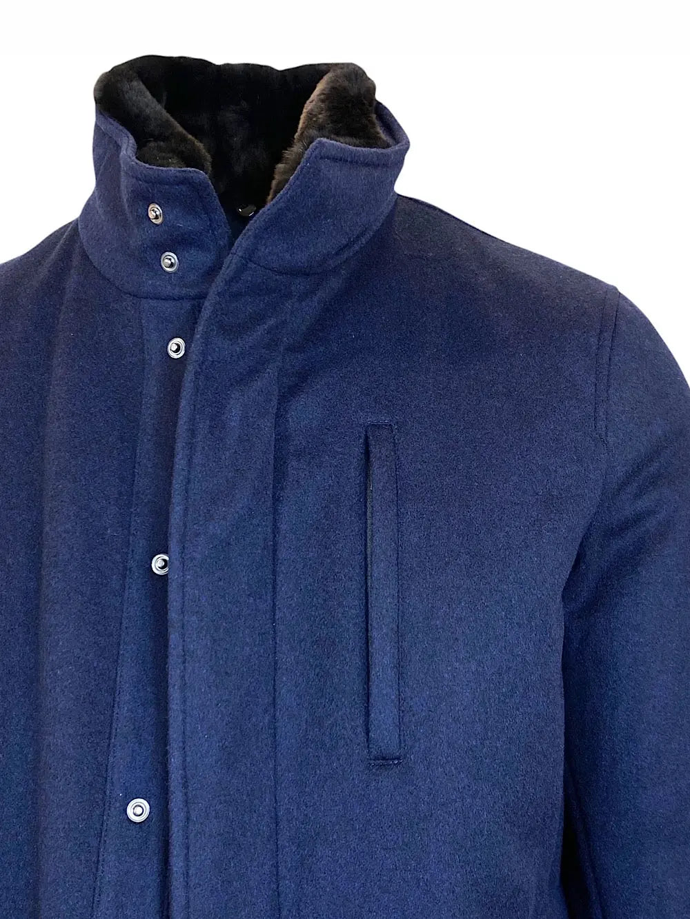 Guarino Giaccone in cashmere e castorino blu - Guarino Store