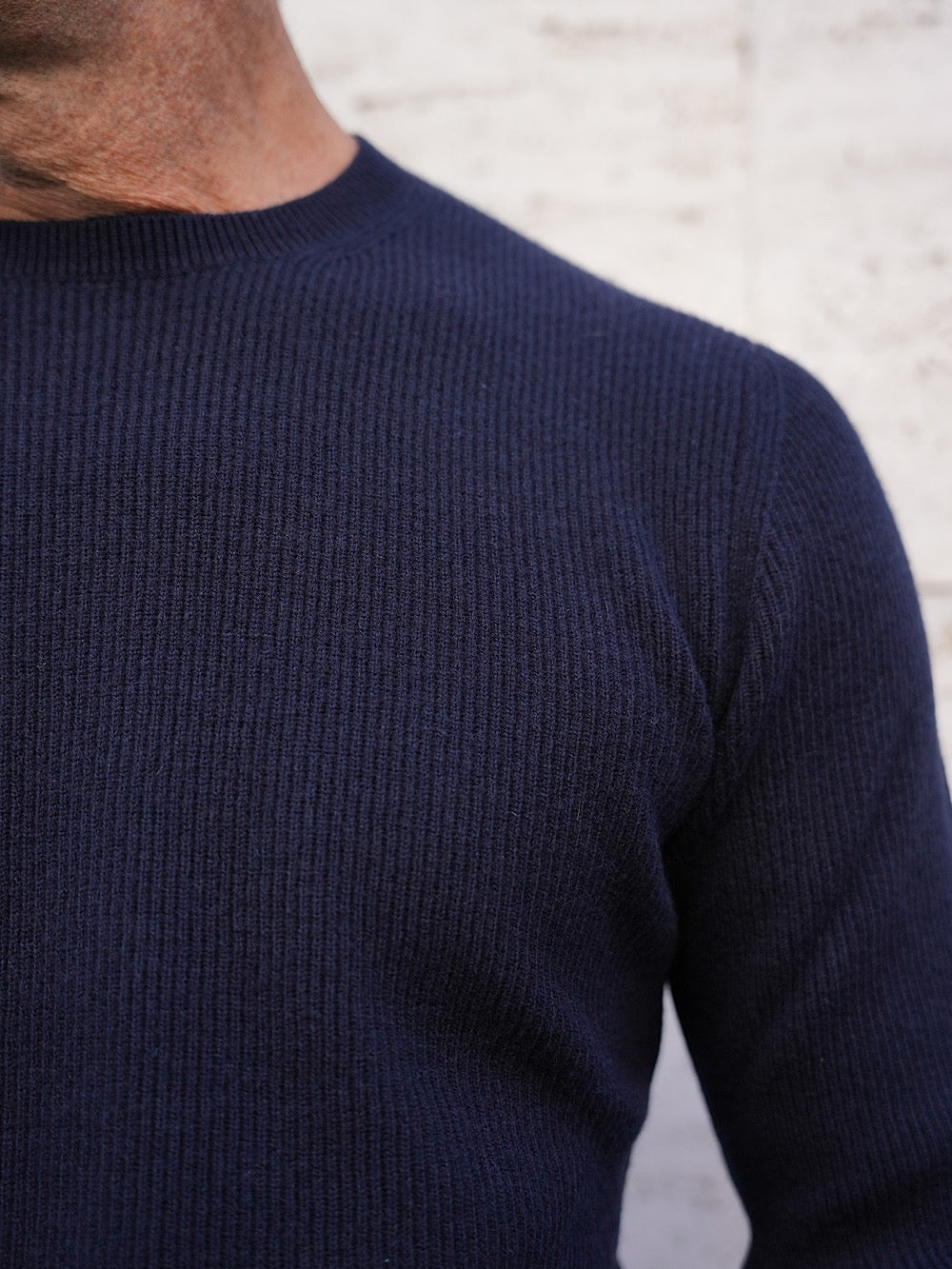Girocollo Cashmere a Costa Inglese blu navy - Guarino Store