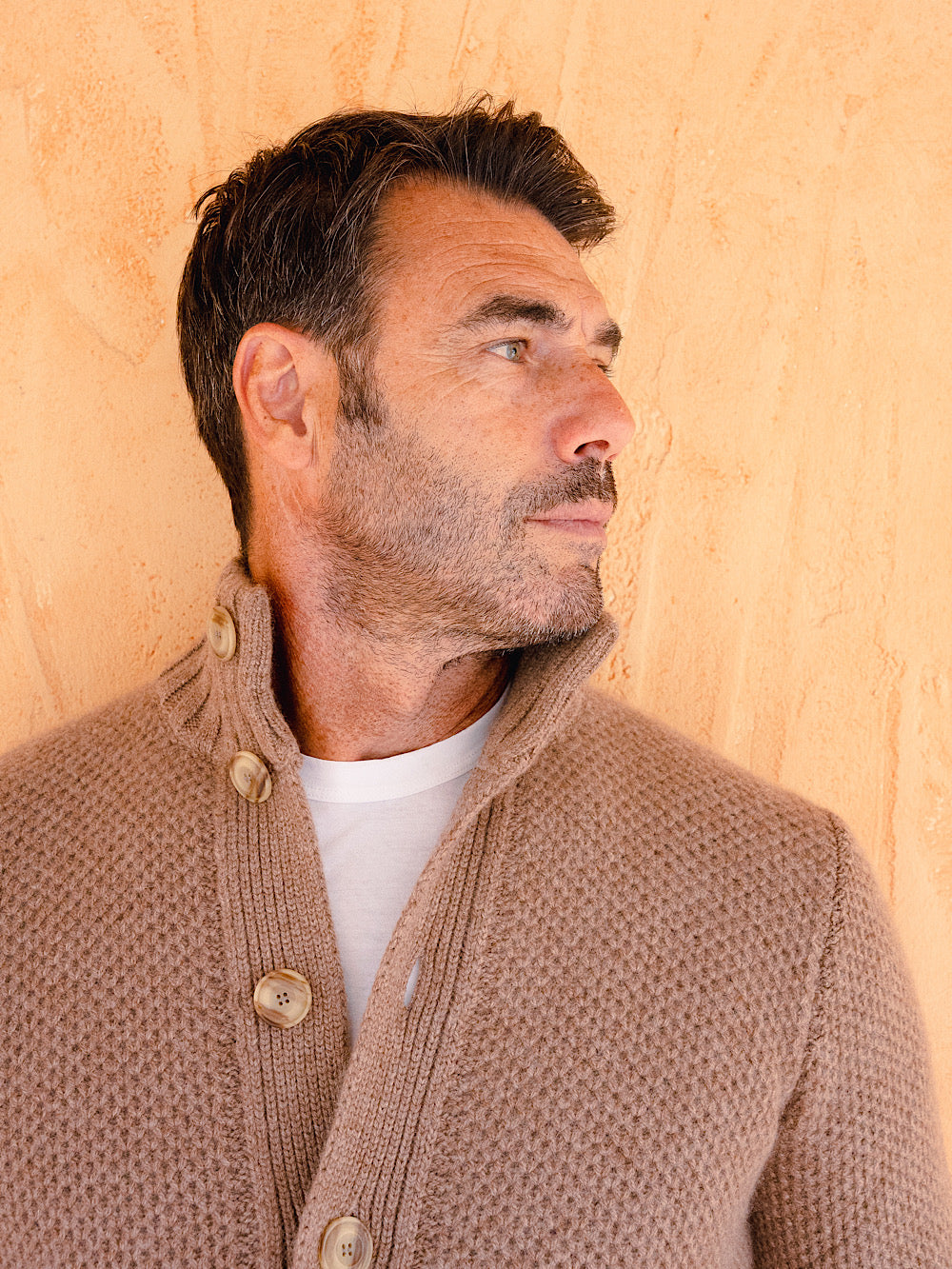 Giacca in maglia cashmere nocciola - Guarino Store
